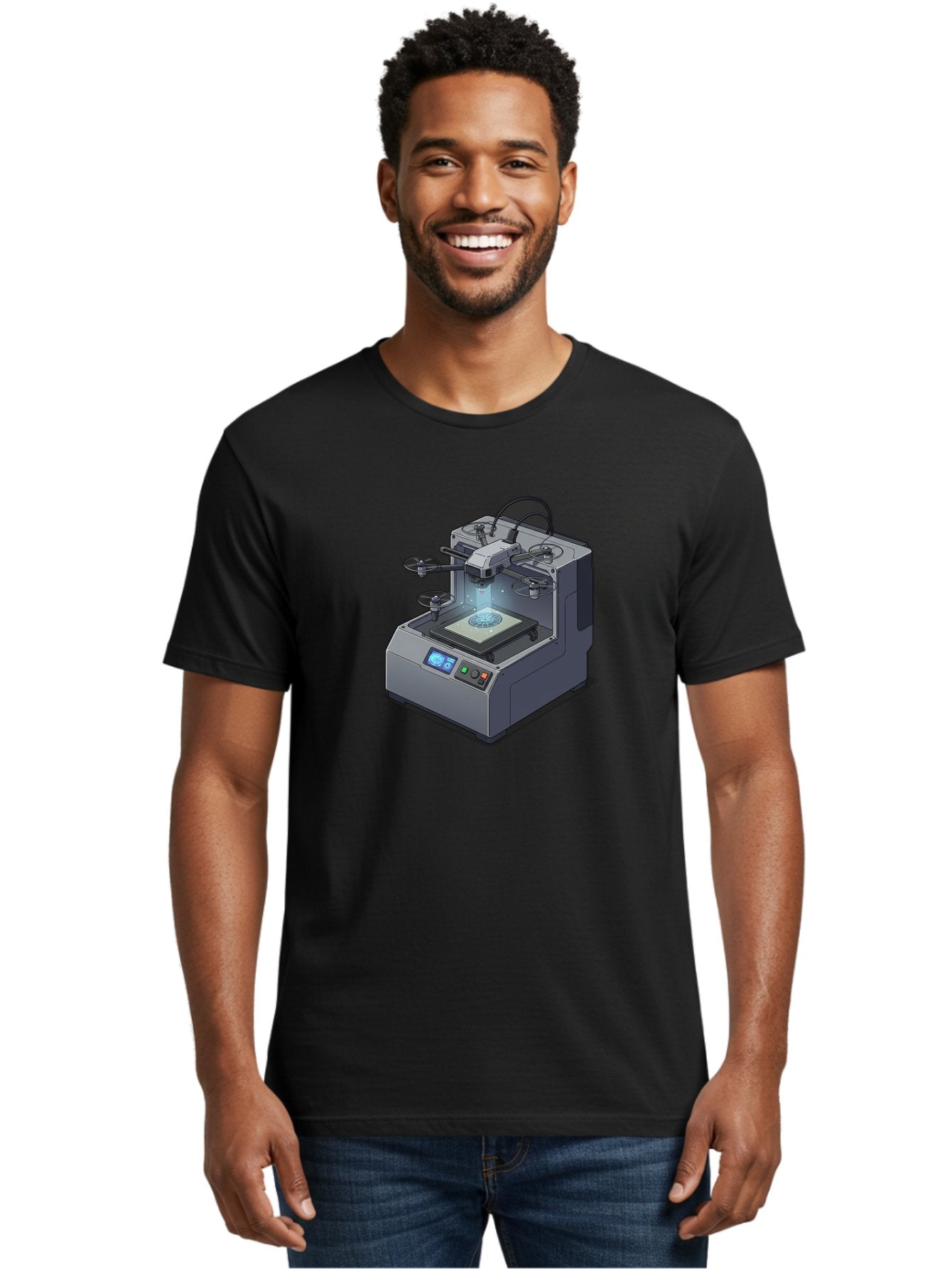 3D-Printer-20 Men'S Graphic Tee, 100% Cotton, Comfortable Casual Summer Wear, Machine Washable, 3D Printing Technology, Futuristic Design, Digital Fabrication, Rapid Prototyping, Additive Manufacturing, Drone Assembly, Robotic Arms, Baa014 20