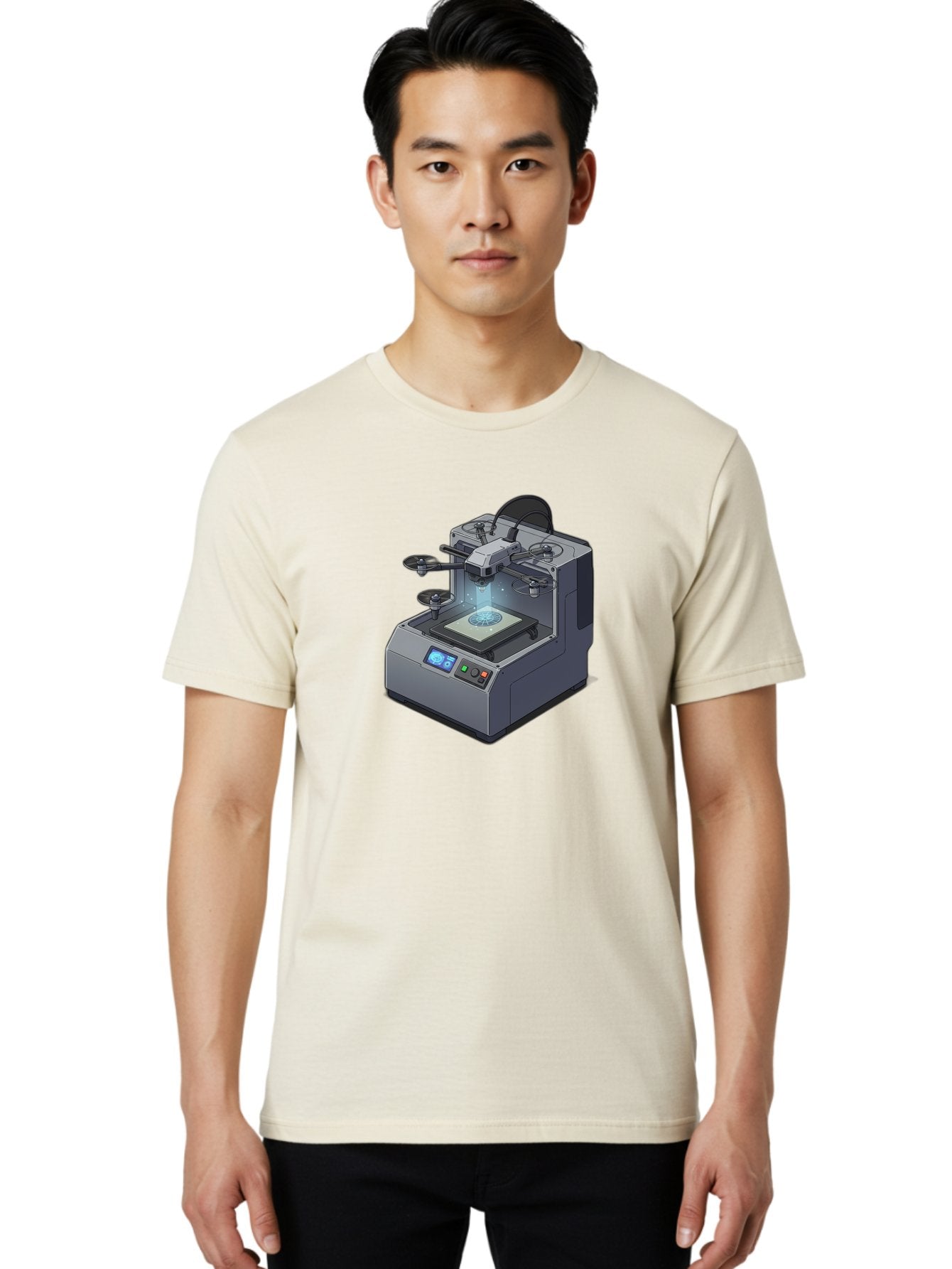 3D-Printer-20 Men'S Graphic Tee, 100% Cotton, Comfortable Casual Summer Wear, Machine Washable, 3D Printing Technology, Futuristic Design, Digital Fabrication, Rapid Prototyping, Additive Manufacturing, Drone Assembly, Robotic Arms, Baa014 30