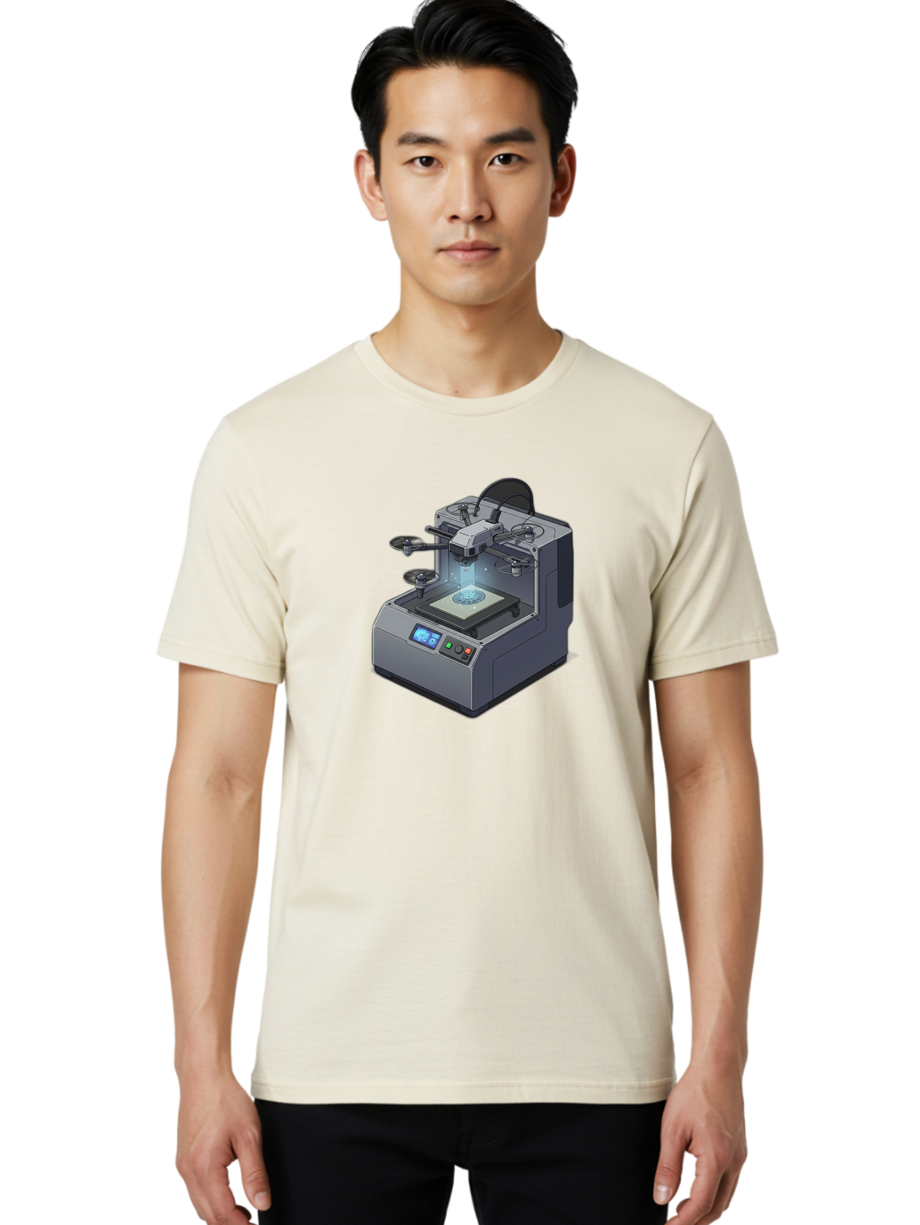 3D-Printer-20 Men'S Graphic Tee, 100% Cotton, Comfortable Casual Summer Wear, Machine Washable, 3D Printing Technology, Futuristic Design, Digital Fabrication, Rapid Prototyping, Additive Manufacturing, Drone Assembly, Robotic Arms, Baa014