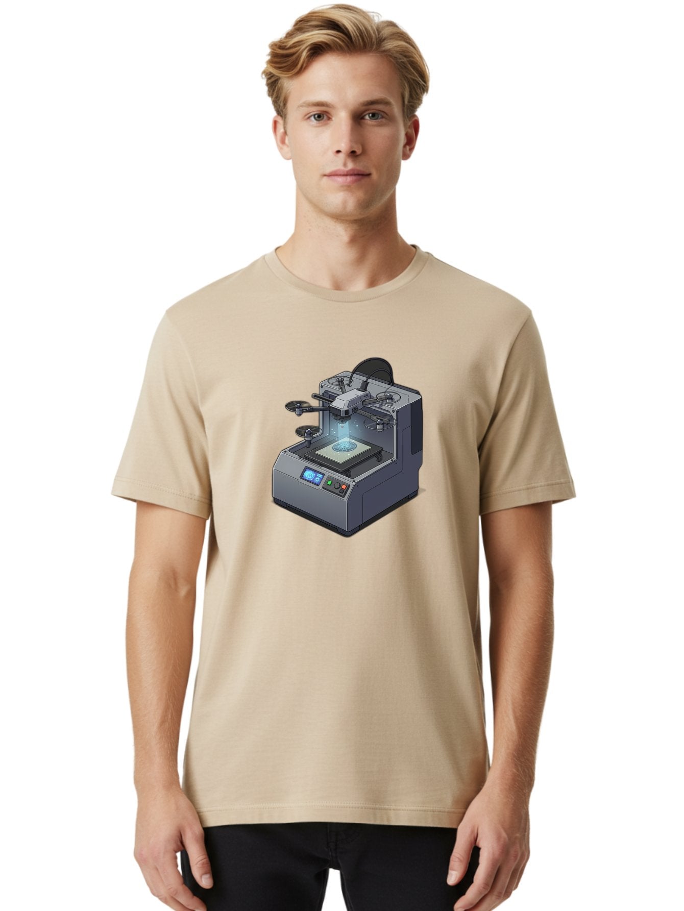 3D-Printer-20 Men'S Graphic Tee, 100% Cotton, Comfortable Casual Summer Wear, Machine Washable, 3D Printing Technology, Futuristic Design, Digital Fabrication, Rapid Prototyping, Additive Manufacturing, Drone Assembly, Robotic Arms, Baa014 28