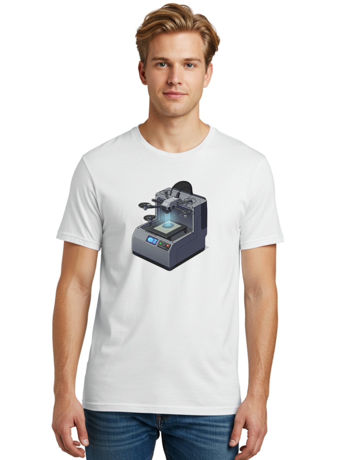 3D-Printer-20 Men'S Graphic Tee, 100% Cotton, Comfortable Casual Summer Wear, Machine Washable, 3D Printing Technology, Futuristic Design, Digital Fabrication, Rapid Prototyping, Additive Manufacturing, Drone Assembly, Robotic Arms, Baa014 18