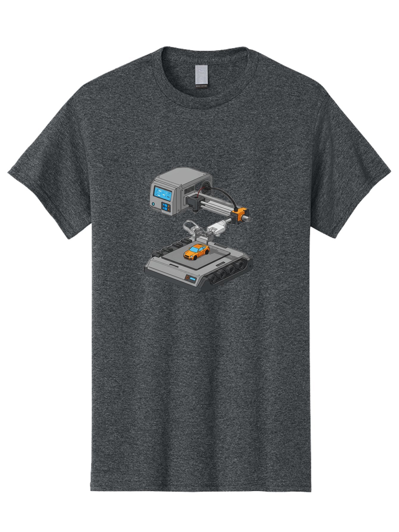 3D-Printer-22 Men'S Graphic Tee, 100% Cotton, Comfortable Casual Summer Wear, Machine Washable, 3D Printing Technology, Rapid Prototyping, Orange Sports Car, Digital Fabrication, Futuristic Manufacturing, Additive Manufacturing, 3D Modeling Baa016 3