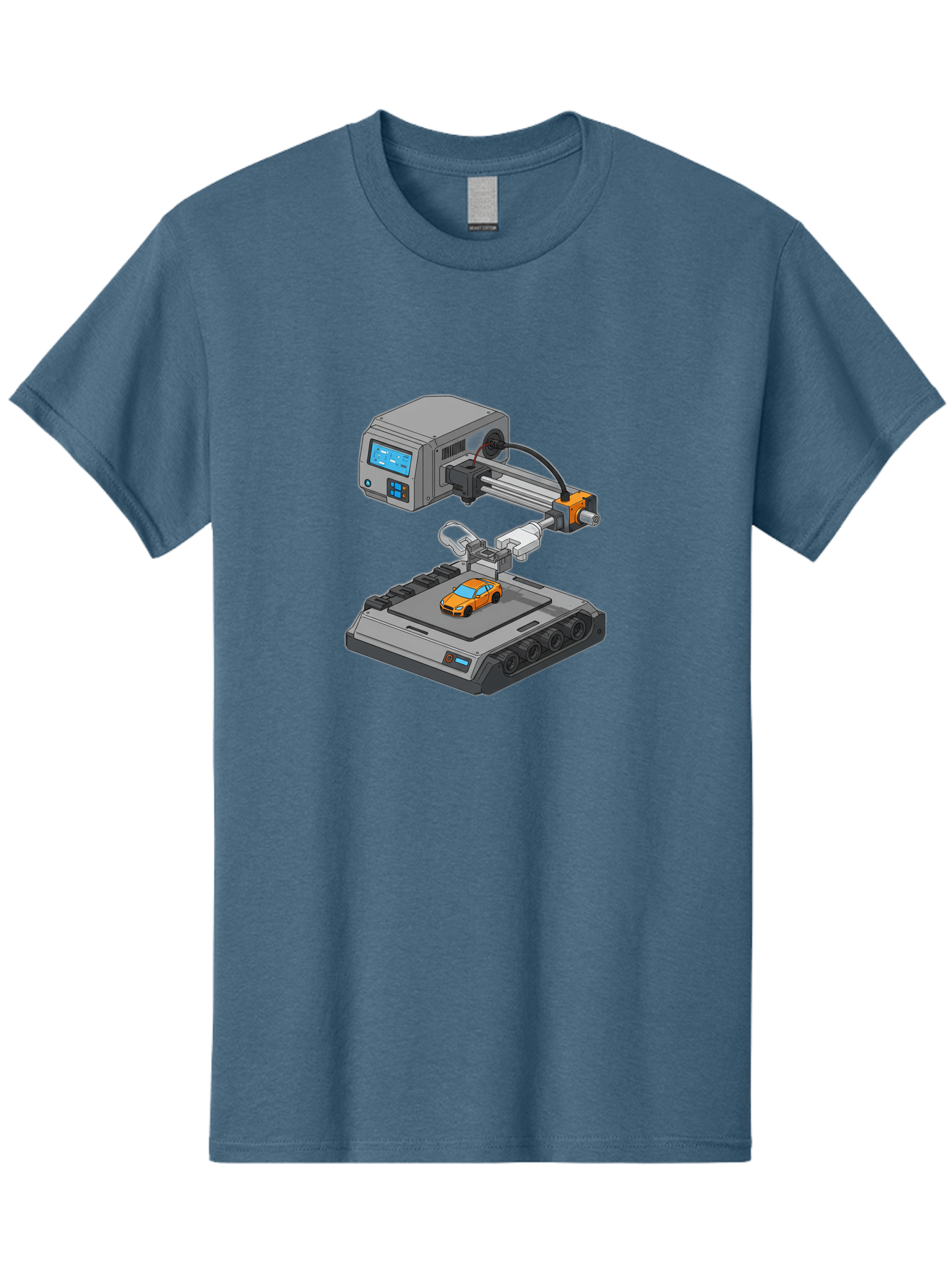 3D-Printer-22 Men'S Graphic Tee, 100% Cotton, Comfortable Casual Summer Wear, Machine Washable, 3D Printing Technology, Rapid Prototyping, Orange Sports Car, Digital Fabrication, Futuristic Manufacturing, Additive Manufacturing, 3D Modeling Baa016