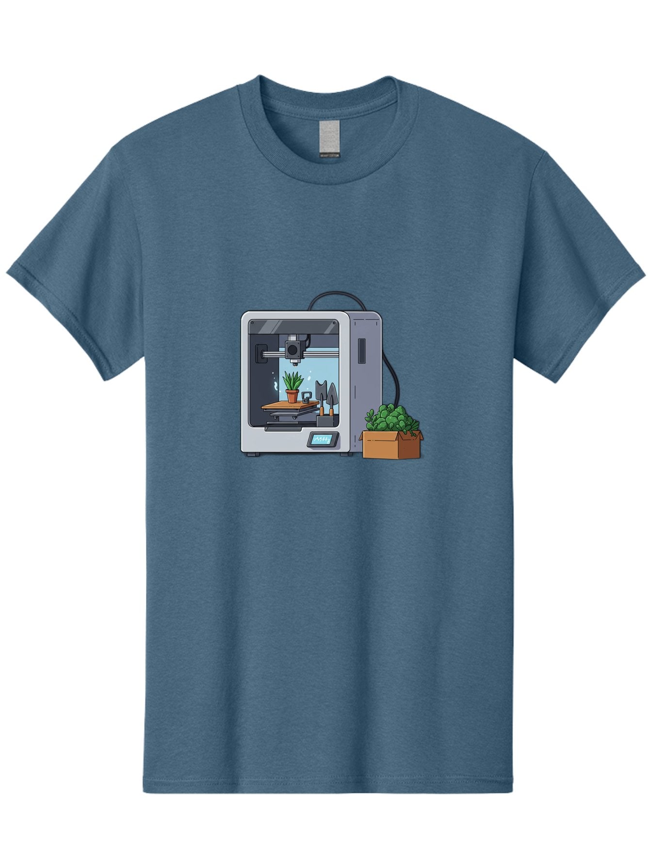3D-Printer-23 Men'S Graphic Tee, 100% Cotton, Comfortable Casual Summer Wear, Machine Washable, 3D Printing Technology, Digital Fabrication, Futuristic Manufacturing, Potted Plant, Succulent Plants, Cardboard Box, Modern Machinery, Baa017 15