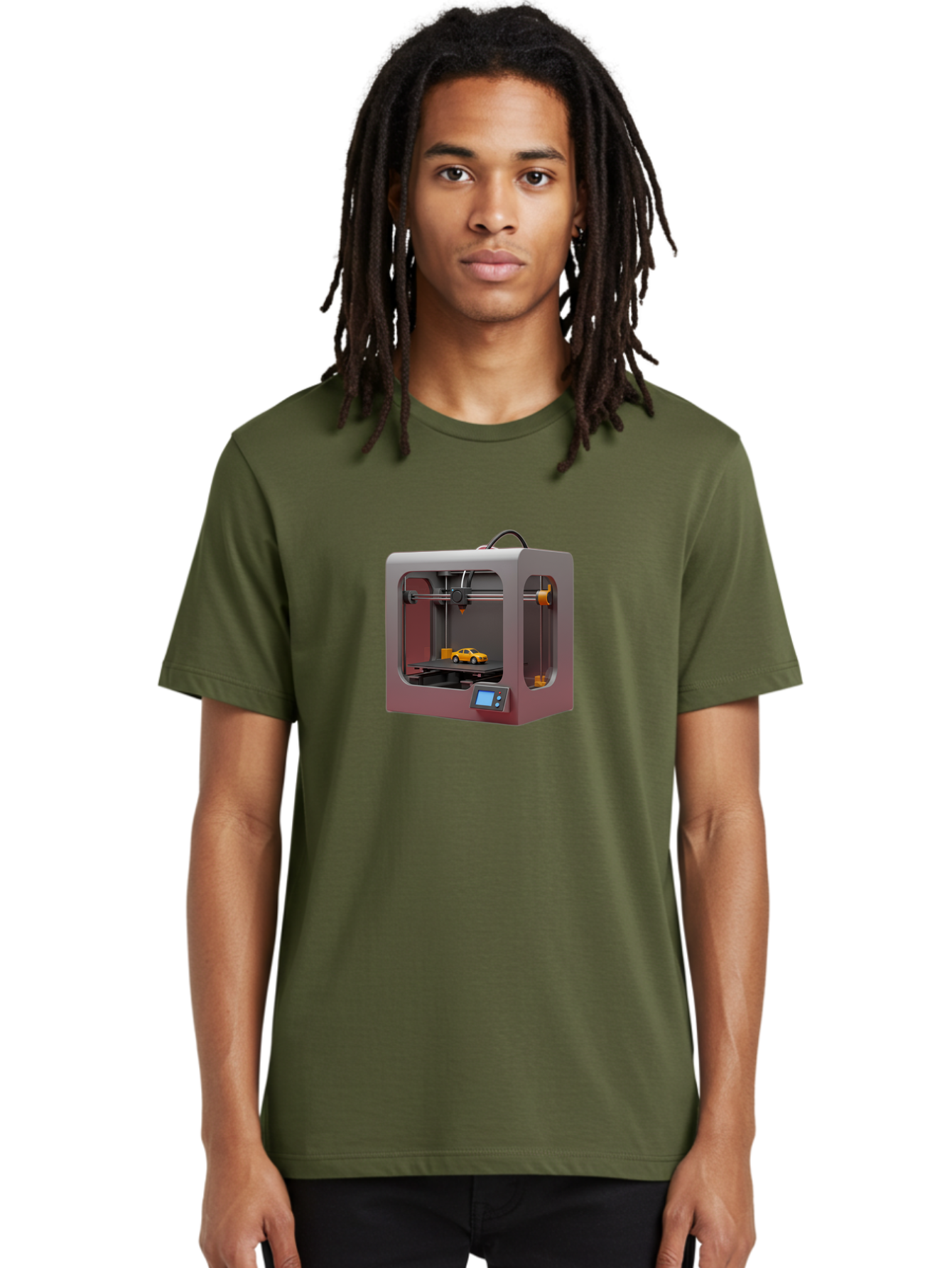 3D-Printer-24 Men'S Graphic Tee, 100% Cotton, Comfortable Casual Summer Wear, Machine Washable, 3D Printing Technology, Additive Manufacturing, 3D Printed Car Model, Futuristic Design, Digital Fabrication, Rapid Prototyping, 3D Modeling, Baa018 4