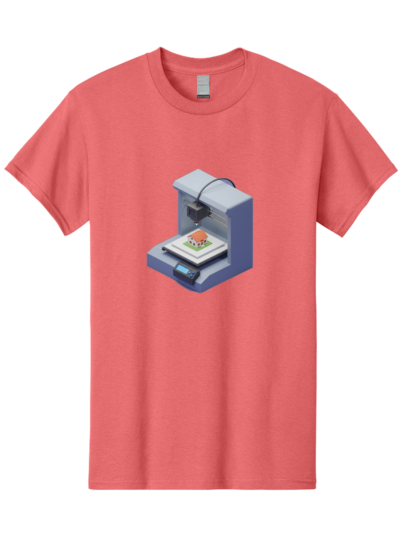 3D-Printer-25 Men'S Graphic Tee, 100% Cotton, Comfortable Casual Summer Wear, Machine Washable, 3D Printing Technology, House Model, Additive Manufacturing, Digital Fabrication, Rapid Prototyping, Modern Architecture, Futuristic Design, Baa019 7