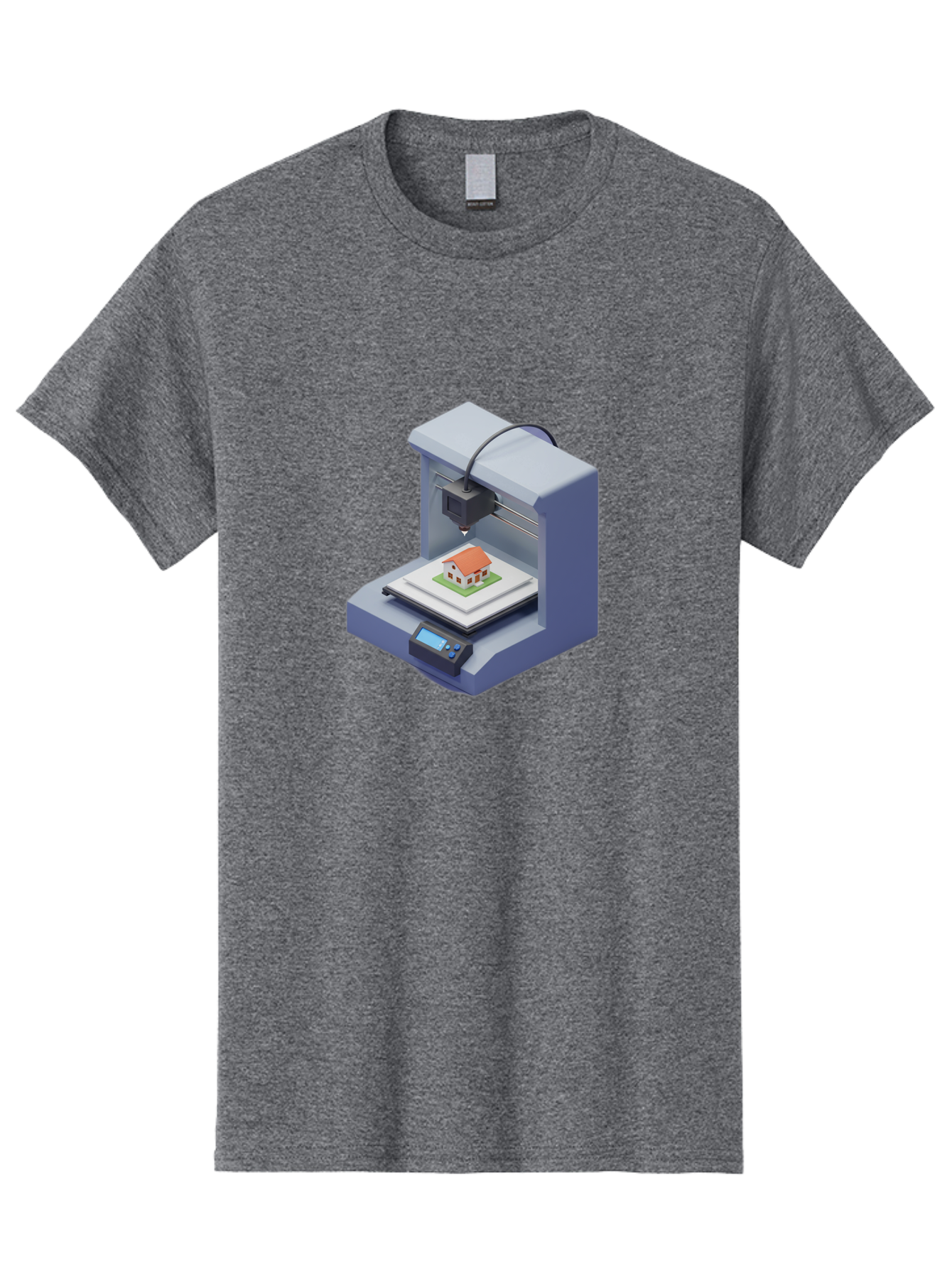 3D-Printer-25 Men'S Graphic Tee, 100% Cotton, Comfortable Casual Summer Wear, Machine Washable, 3D Printing Technology, House Model, Additive Manufacturing, Digital Fabrication, Rapid Prototyping, Modern Architecture, Futuristic Design, Baa019