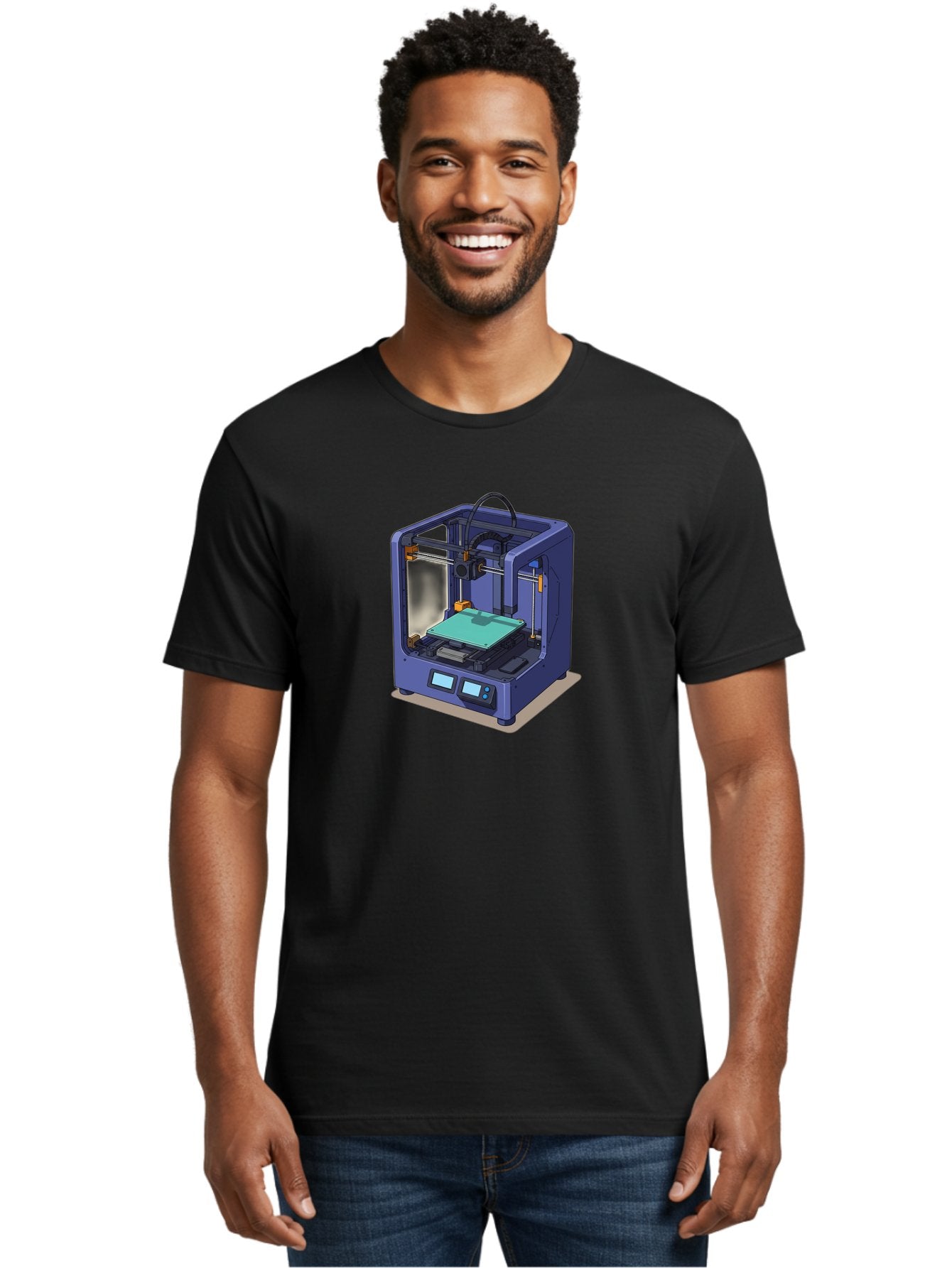 3D-Printer-26 Men'S Graphic Tee, 100% Cotton, Comfortable Casual Summer Wear, Machine Washable, 3D Printing Technology, Additive Manufacturing, Digital Fabrication, Rapid Prototyping, Custom Parts, Innovative Design, Futuristic Machinery, Baa020 16