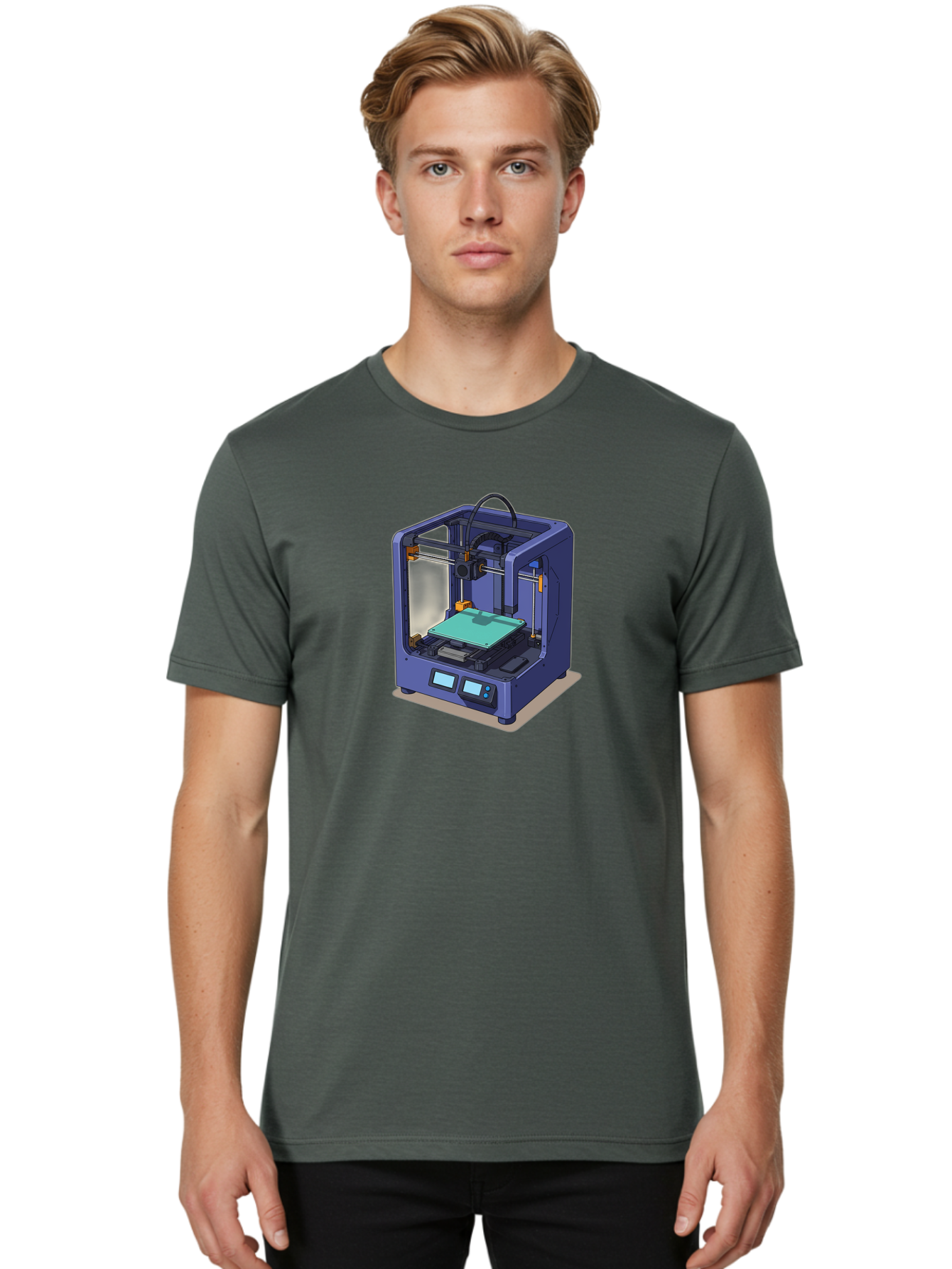 3D-Printer-26 Men'S Graphic Tee, 100% Cotton, Comfortable Casual Summer Wear, Machine Washable, 3D Printing Technology, Additive Manufacturing, Digital Fabrication, Rapid Prototyping, Custom Parts, Innovative Design, Futuristic Machinery, Baa020 24
