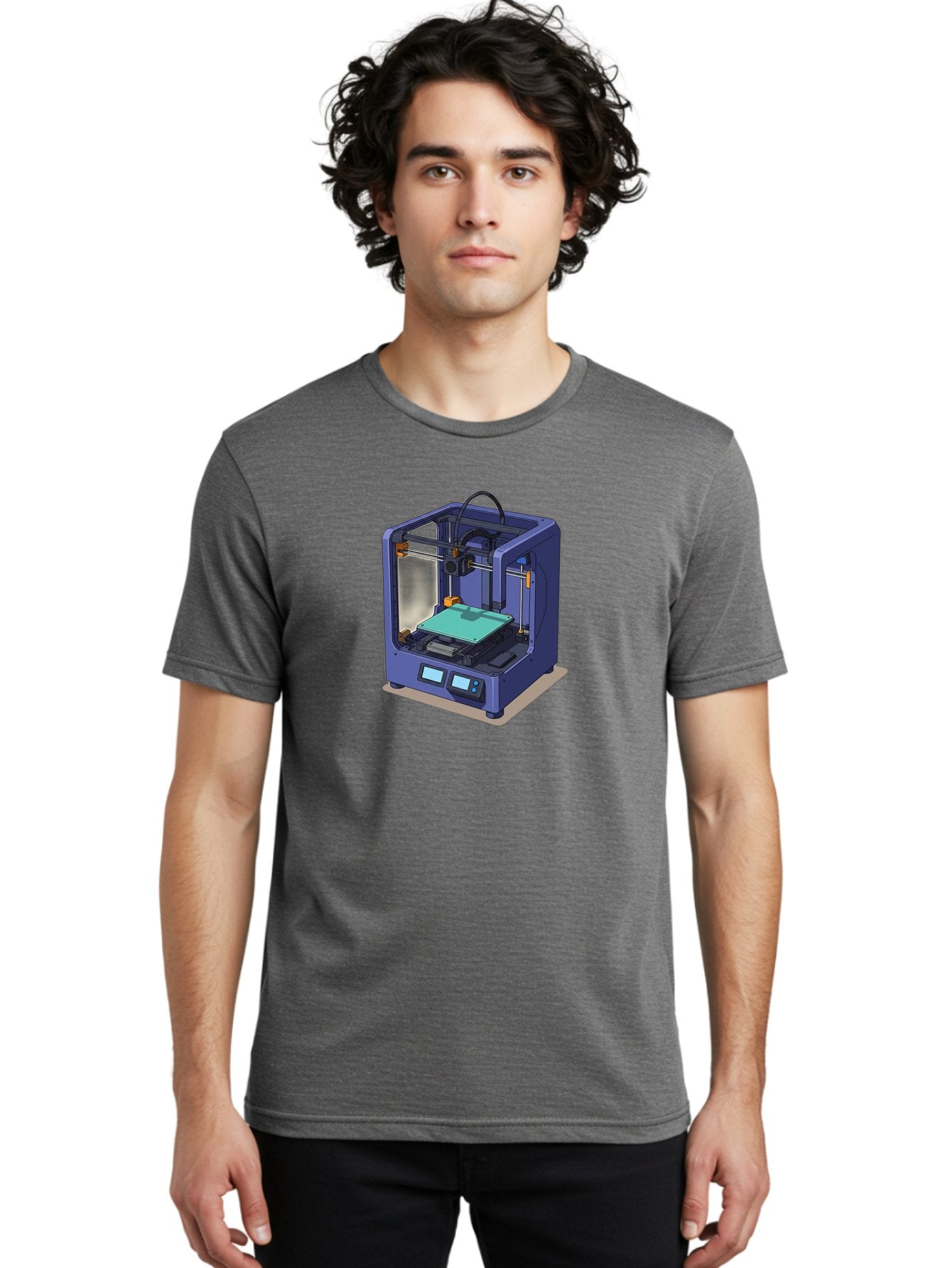 3D-Printer-26 Men'S Graphic Tee, 100% Cotton, Comfortable Casual Summer Wear, Machine Washable, 3D Printing Technology, Additive Manufacturing, Digital Fabrication, Rapid Prototyping, Custom Parts, Innovative Design, Futuristic Machinery, Baa020 19
