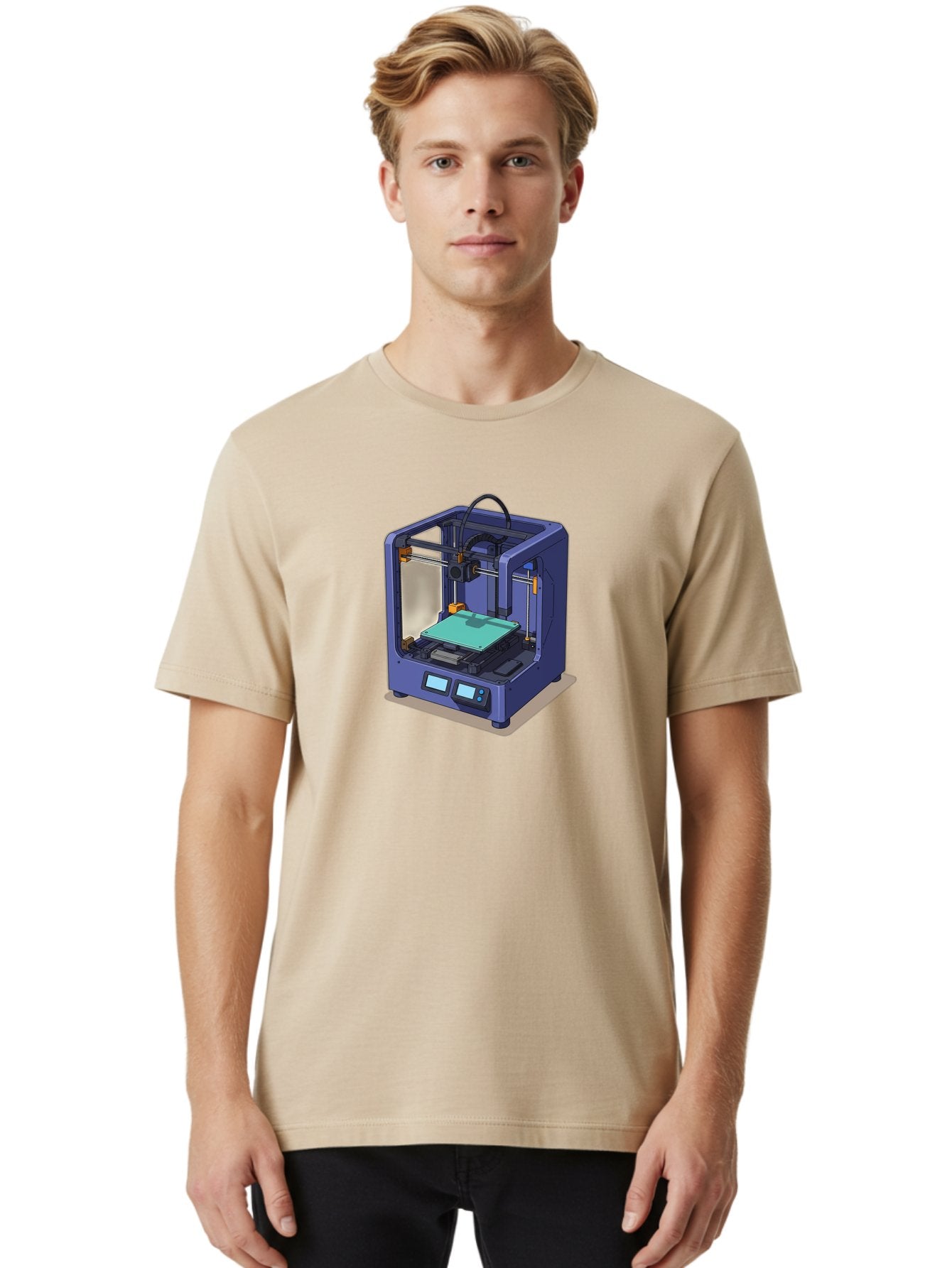 3D-Printer-26 Men'S Graphic Tee, 100% Cotton, Comfortable Casual Summer Wear, Machine Washable, 3D Printing Technology, Additive Manufacturing, Digital Fabrication, Rapid Prototyping, Custom Parts, Innovative Design, Futuristic Machinery, Baa020 26