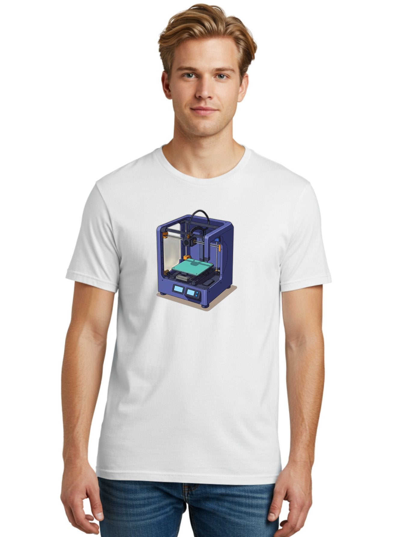 3D-Printer-26 Men'S Graphic Tee, 100% Cotton, Comfortable Casual Summer Wear, Machine Washable, 3D Printing Technology, Additive Manufacturing, Digital Fabrication, Rapid Prototyping, Custom Parts, Innovative Design, Futuristic Machinery, Baa020 22