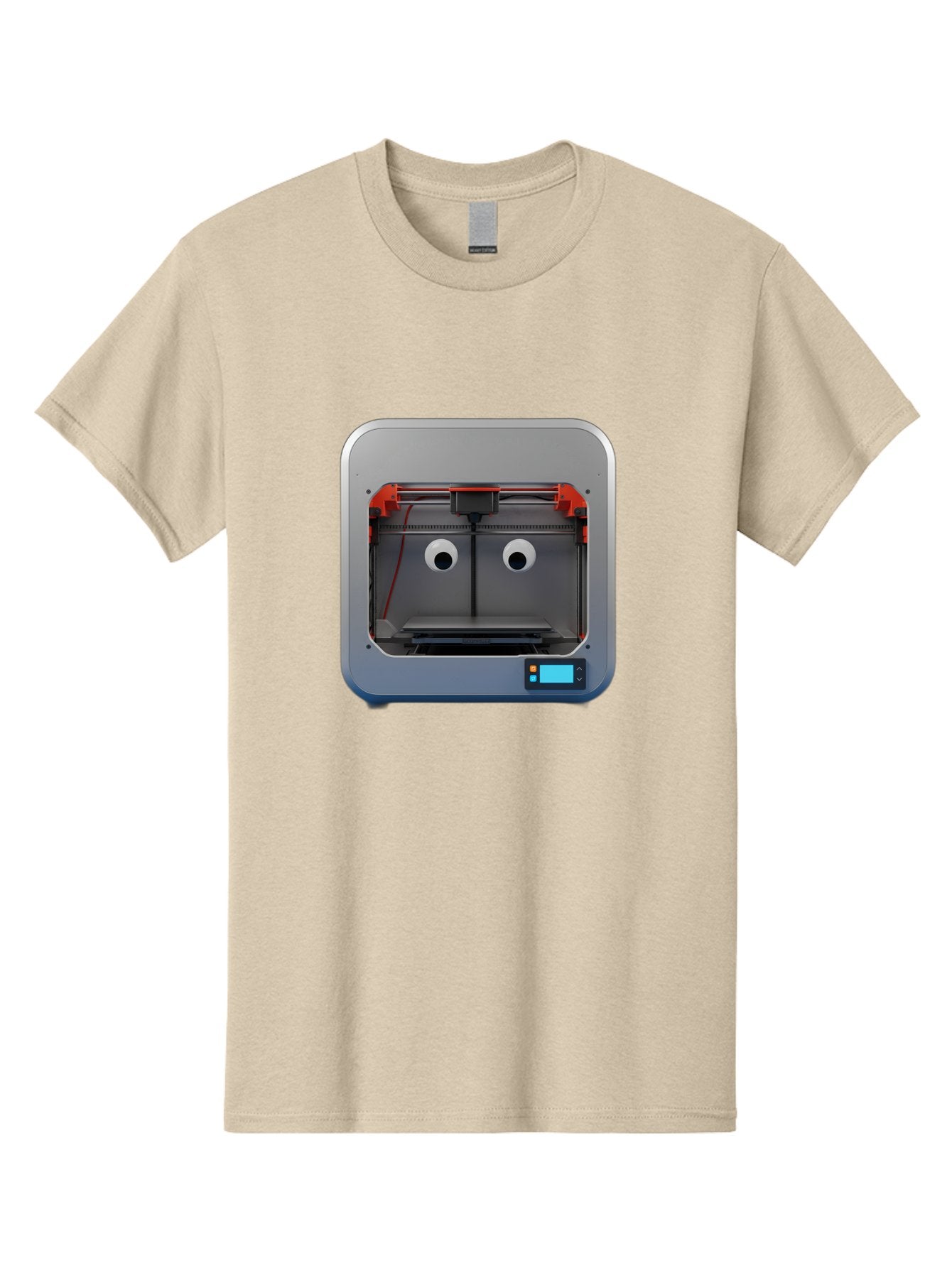 3D-Printer-27 Men'S Graphic Tee, 100% Cotton, Comfortable Casual Summer Wear, Machine Washable, 3D Printing Technology, Additive Manufacturing, Digital Fabrication, Printer Interior, Gray Metal Frame, Orange Accents, Control Panel, Baa021 13