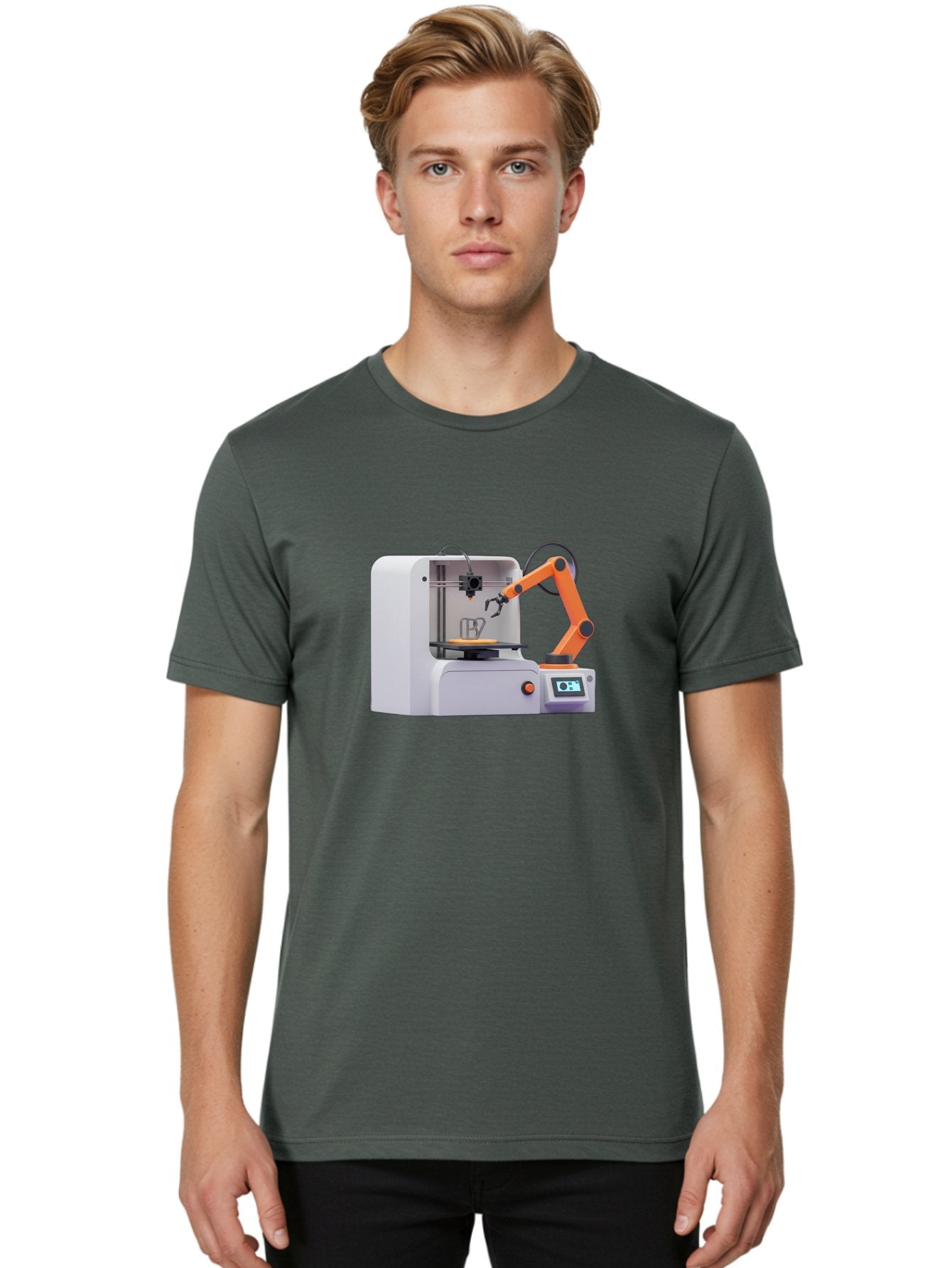 3D-Printer-28 Men'S Graphic Tee, 100% Cotton, Comfortable Casual Summer Wear, Machine Washable, 3D Printing Technology, Robotic Arm, Precision Engineering, Additive Manufacturing, Digital Fabrication, Prototype Development, 3D Modeling Baa022 27