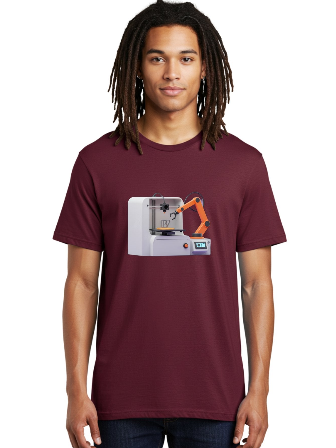 3D-Printer-28 Men'S Graphic Tee, 100% Cotton, Comfortable Casual Summer Wear, Machine Washable, 3D Printing Technology, Robotic Arm, Precision Engineering, Additive Manufacturing, Digital Fabrication, Prototype Development, 3D Modeling Baa022 24