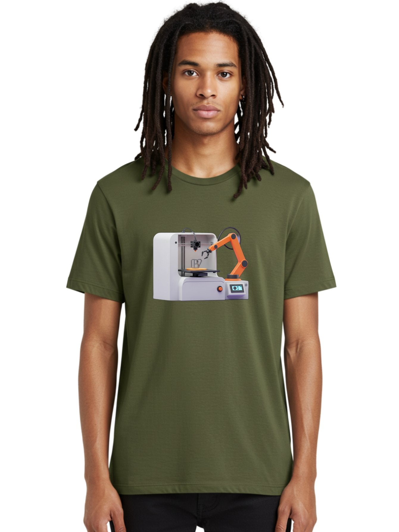 3D-Printer-28 Men'S Graphic Tee, 100% Cotton, Comfortable Casual Summer Wear, Machine Washable, 3D Printing Technology, Robotic Arm, Precision Engineering, Additive Manufacturing, Digital Fabrication, Prototype Development, 3D Modeling Baa022 17