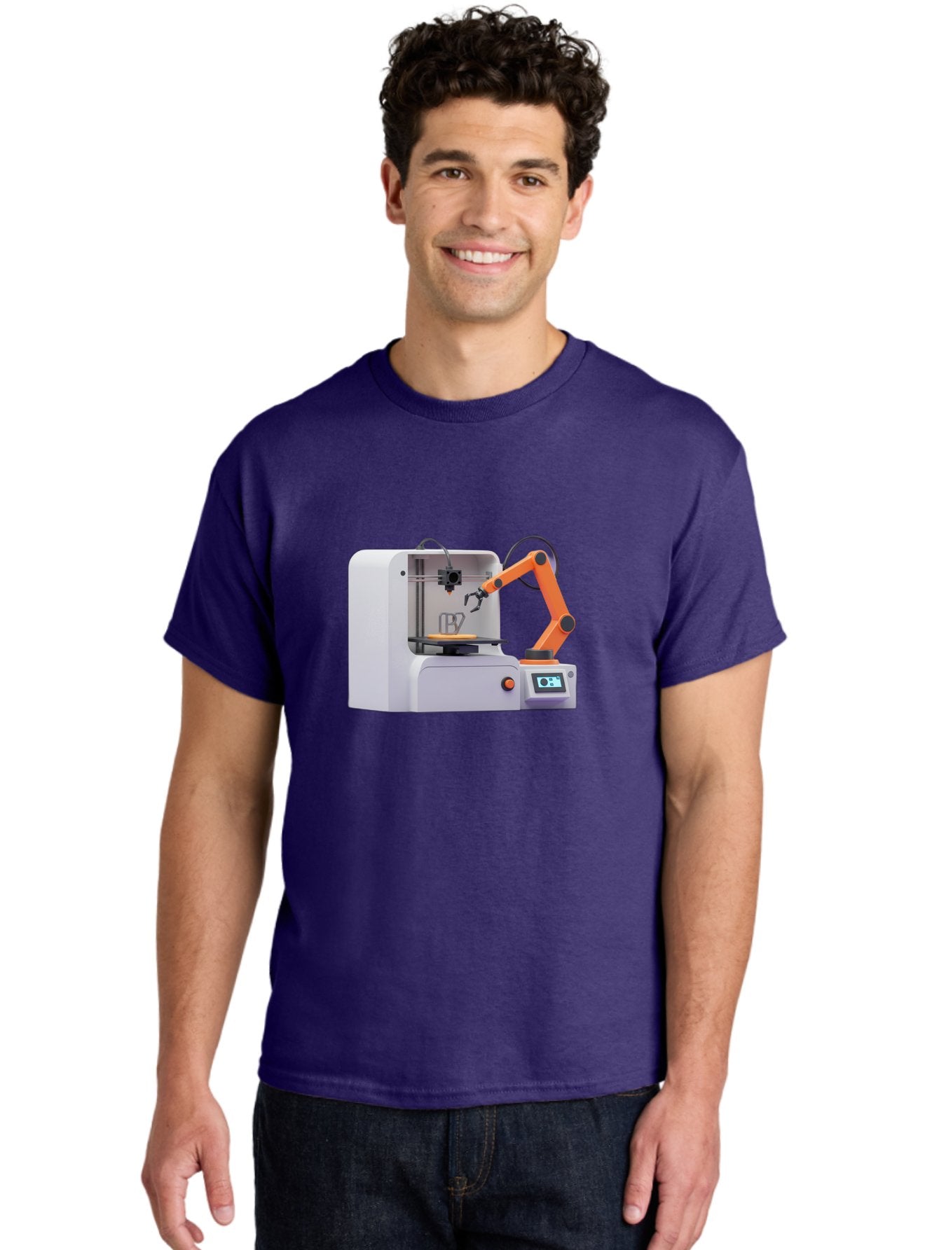 3D-Printer-28 Men'S Graphic Tee, 100% Cotton, Comfortable Casual Summer Wear, Machine Washable, 3D Printing Technology, Robotic Arm, Precision Engineering, Additive Manufacturing, Digital Fabrication, Prototype Development, 3D Modeling Baa022 19