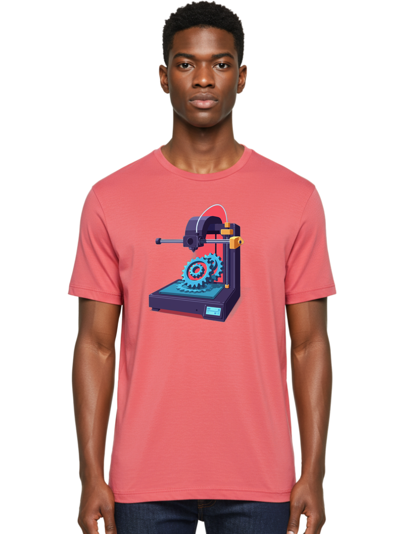 3D-Printer-29 Men'S Graphic Tee, 100% Cotton, Comfortable Casual Summer Wear, Machine Washable, 3D Printing Technology, Additive Manufacturing, Modern Machinery, Mechanical Parts, Digital Fabrication, Innovative Production, Gear Production, Baa023 14