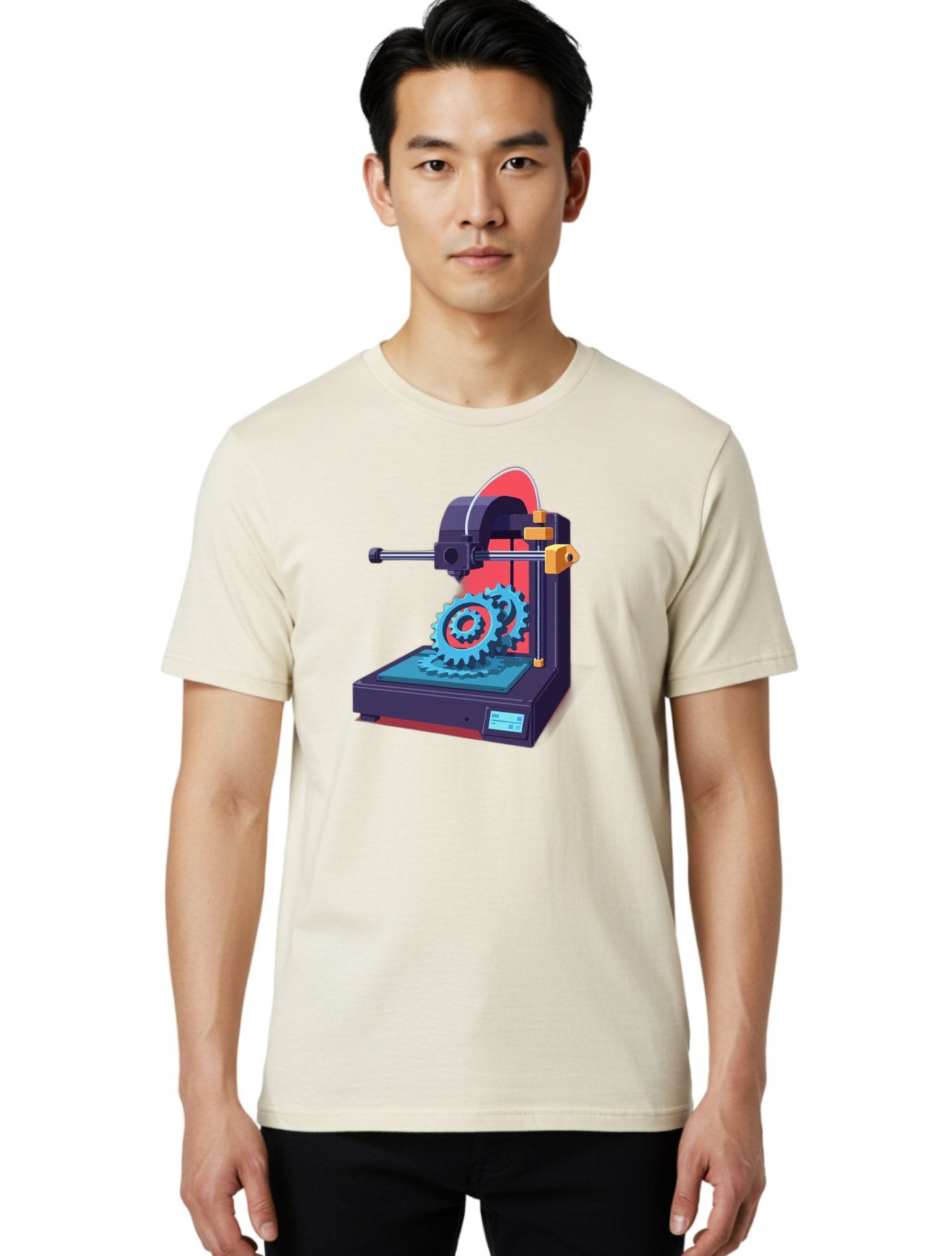 3D-Printer-29 Men'S Graphic Tee, 100% Cotton, Comfortable Casual Summer Wear, Machine Washable, 3D Printing Technology, Additive Manufacturing, Modern Machinery, Mechanical Parts, Digital Fabrication, Innovative Production, Gear Production, Baa023 18