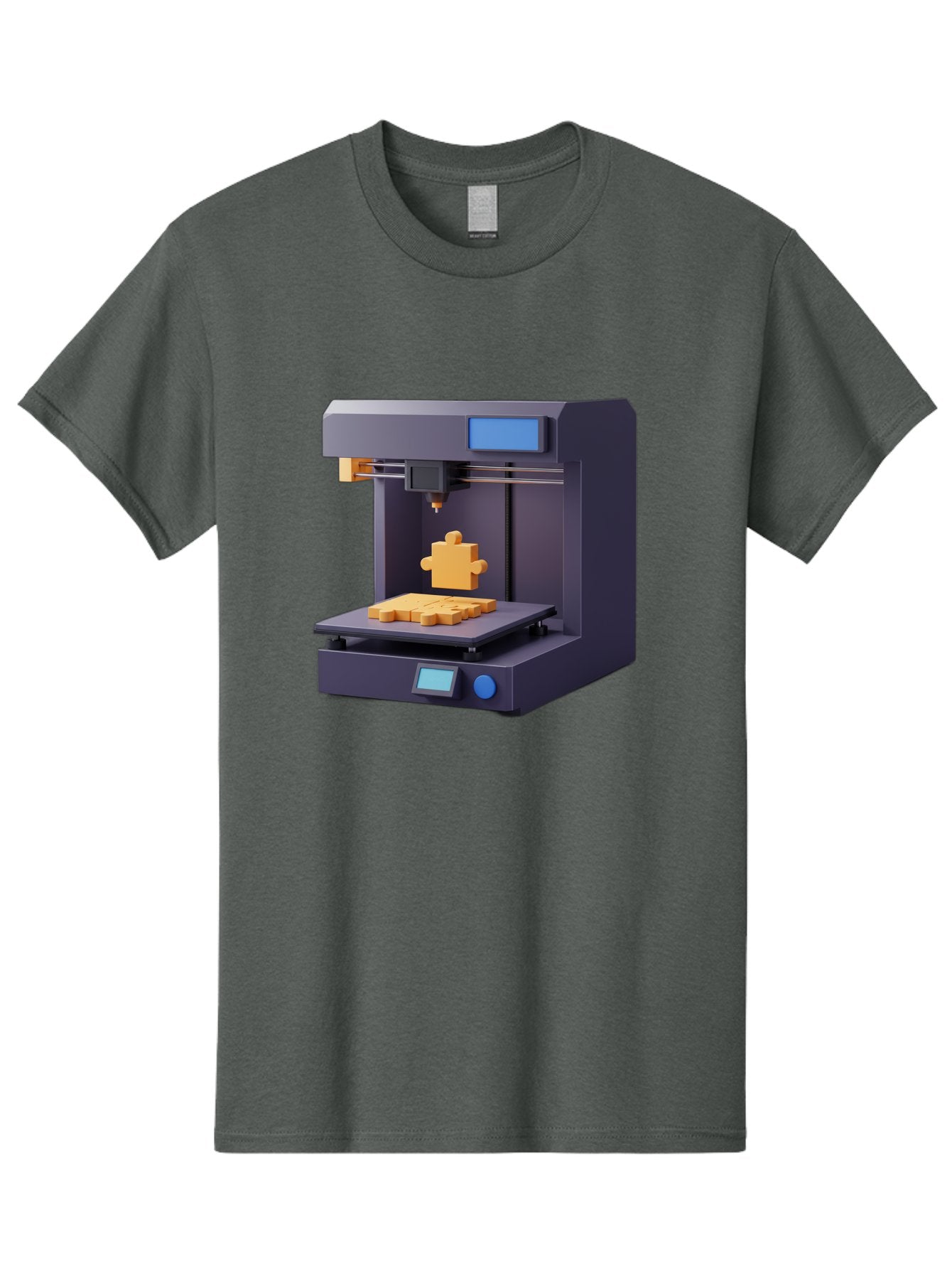 3D-Printer-30 Men'S Graphic Tee, 100% Cotton, Comfortable Casual Summer Wear, Machine Washable, 3D Printing Technology, Additive Manufacturing, Puzzle Piece Being Printed, Modern Machinery, Digital Fabrication, 3D Modeling, Yellow Plastic, Baa025 6