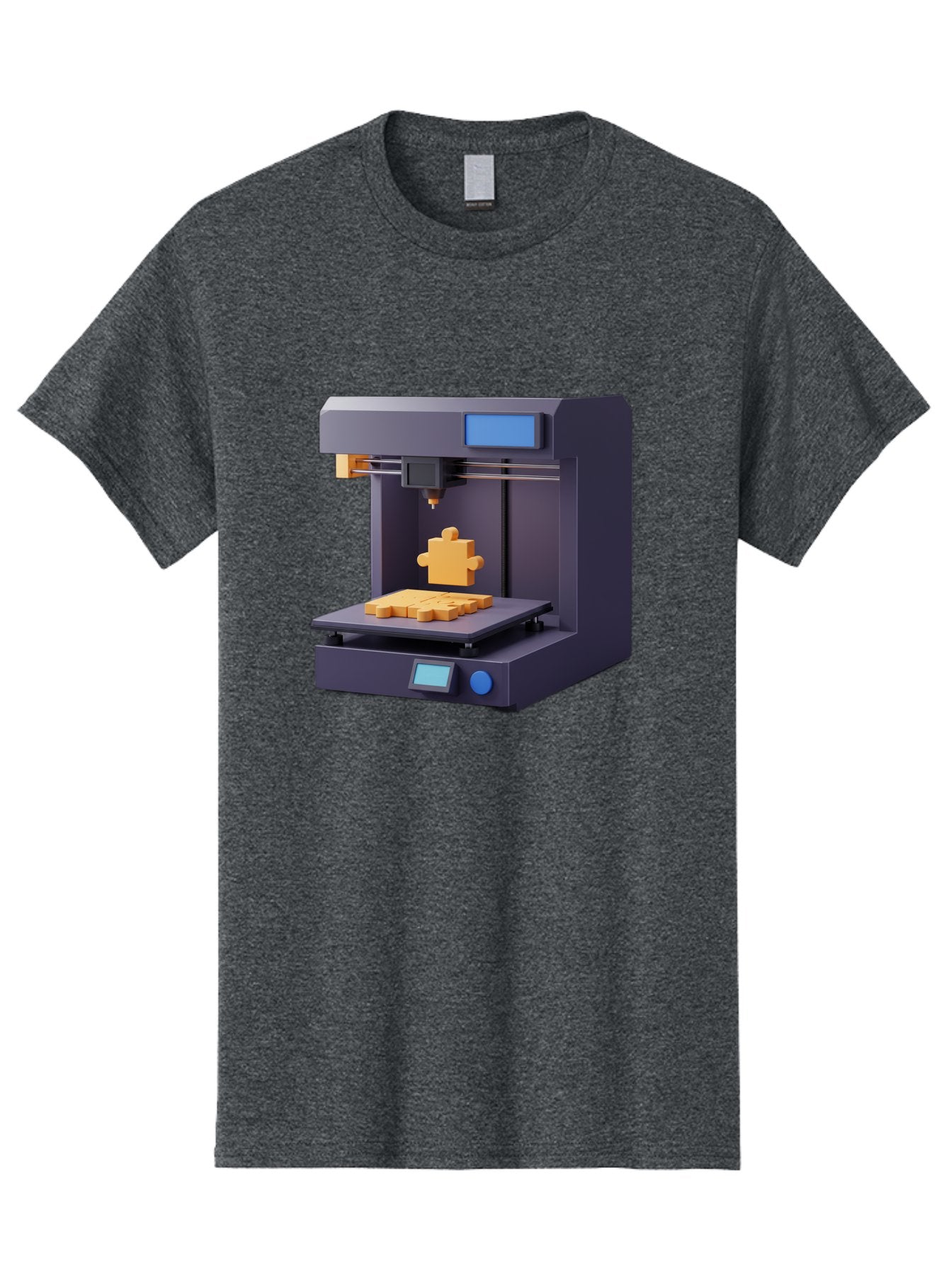 3D-Printer-30 Men'S Graphic Tee, 100% Cotton, Comfortable Casual Summer Wear, Machine Washable, 3D Printing Technology, Additive Manufacturing, Puzzle Piece Being Printed, Modern Machinery, Digital Fabrication, 3D Modeling, Yellow Plastic, Baa025 11