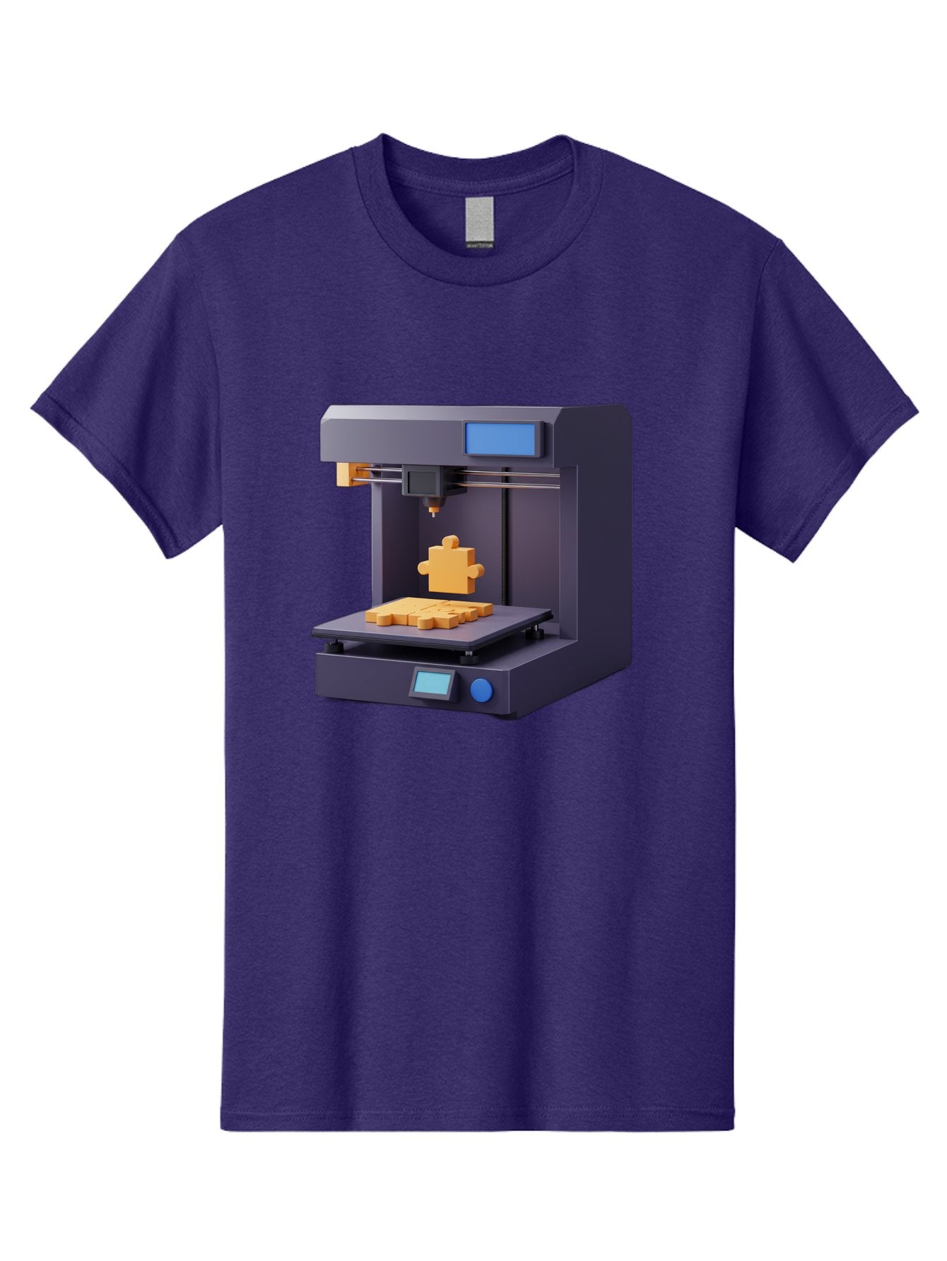 3D-Printer-30 Men'S Graphic Tee, 100% Cotton, Comfortable Casual Summer Wear, Machine Washable, 3D Printing Technology, Additive Manufacturing, Puzzle Piece Being Printed, Modern Machinery, Digital Fabrication, 3D Modeling, Yellow Plastic, Baa025 14