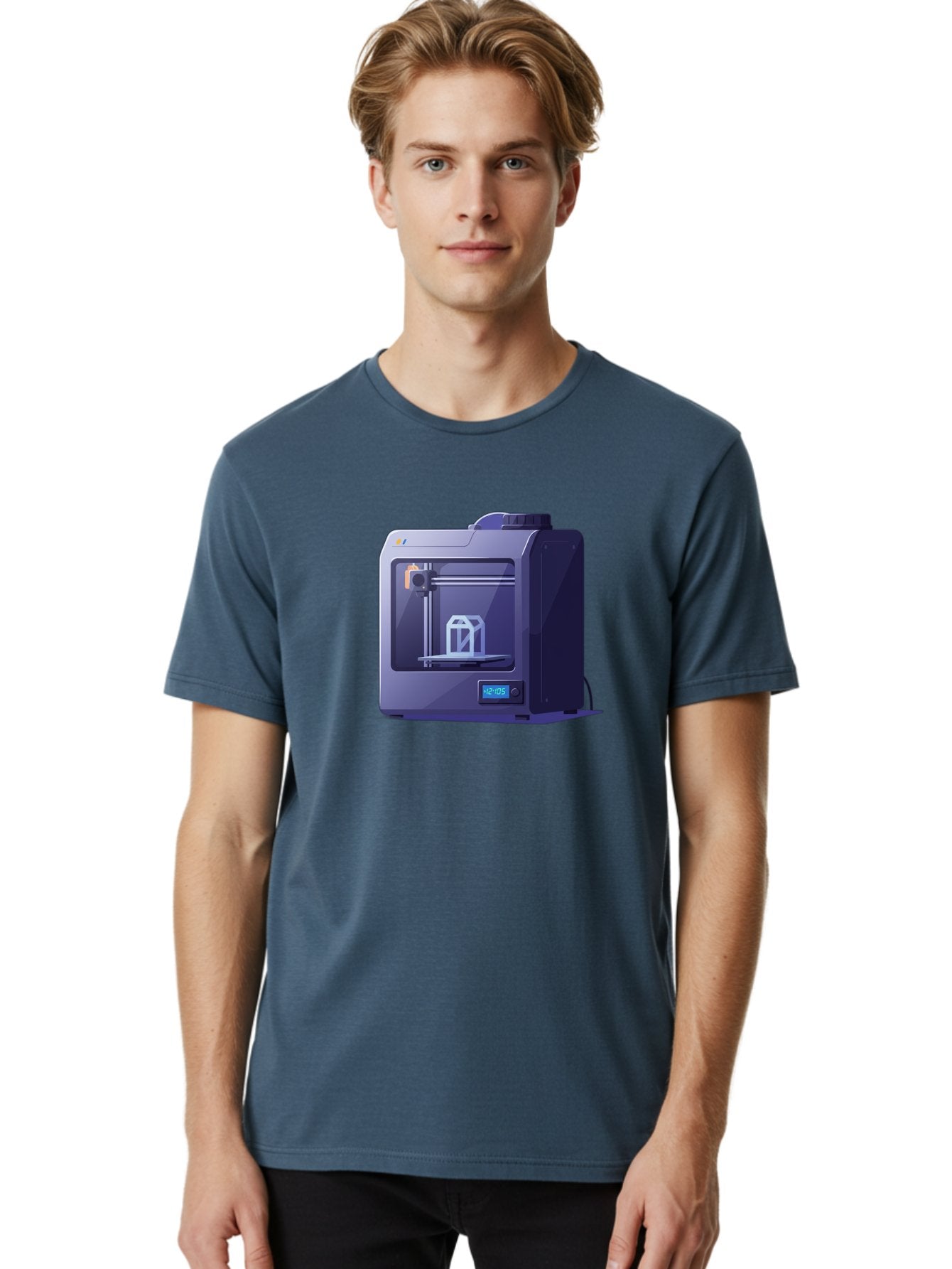 3D-Printer-31 Men'S Graphic Tee, 100% Cotton, Comfortable Casual Summer Wear, Machine Washable, 3D Printing Technology, Additive Manufacturing, Digital Fabrication, 3D Modeling, Prototyping, Product Design, 3D Printing Process, 12:10:51 Baa026 17