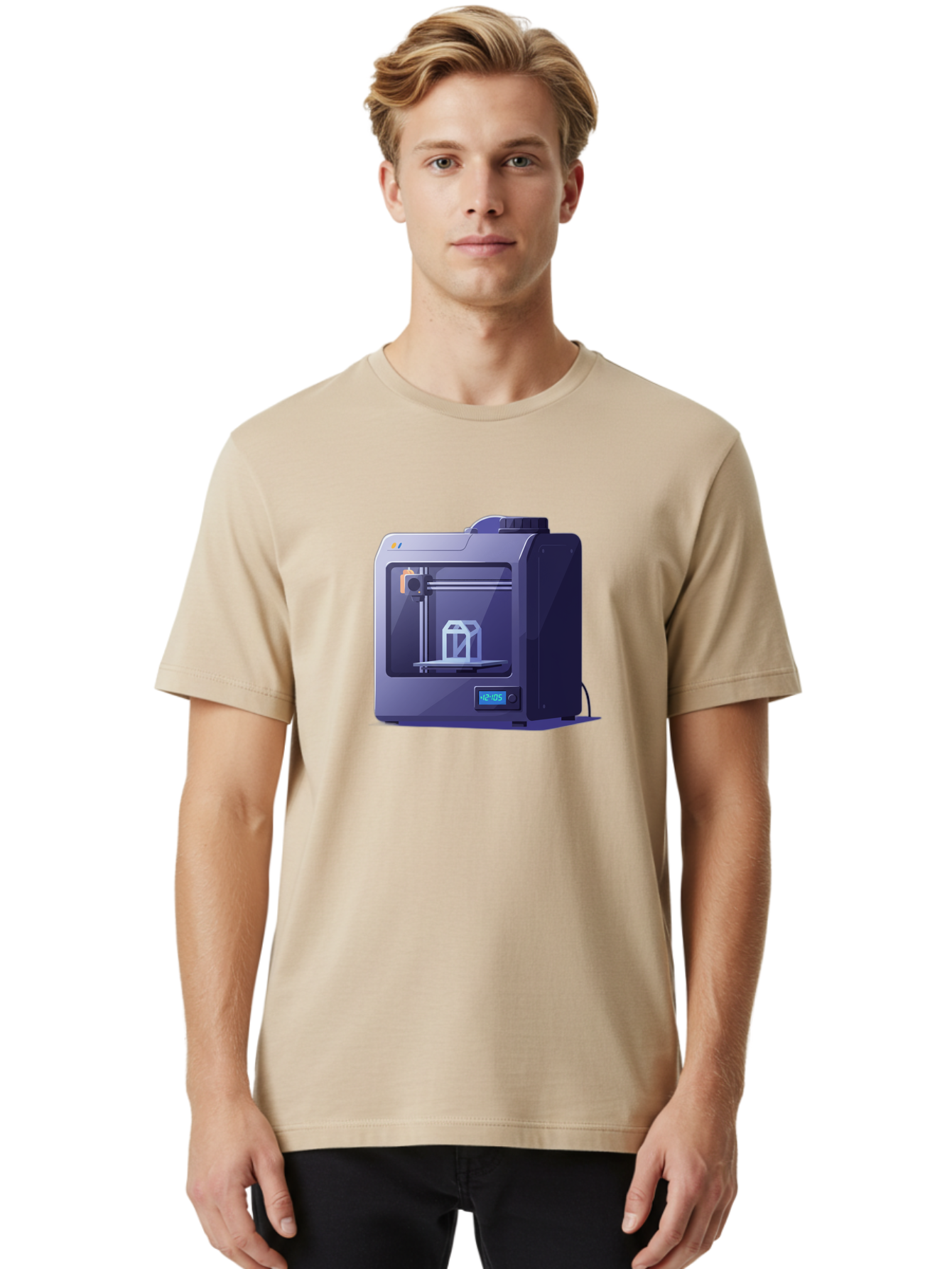 3D-Printer-31 Men'S Graphic Tee, 100% Cotton, Comfortable Casual Summer Wear, Machine Washable, 3D Printing Technology, Additive Manufacturing, Digital Fabrication, 3D Modeling, Prototyping, Product Design, 3D Printing Process, 12:10:51 Baa026