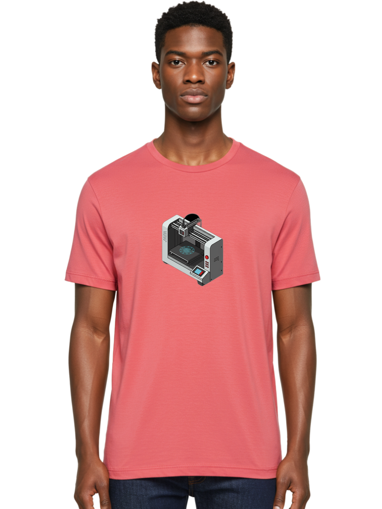 3D-Printer-33 Men'S Graphic Tee, 100% Cotton, Comfortable Casual Summer Wear, Machine Washable, 3D Printing Technology, Additive Manufacturing, Digital Fabrication, Rapid Prototyping, Industrial Design, Futuristic Machinery, Baa028