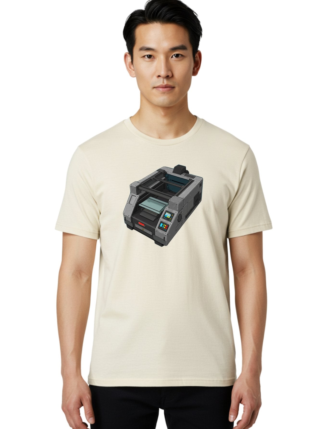 3D-Printer-35 Men'S Graphic Tee, 100% Cotton, Comfortable Casual Summer Wear, Machine Washable, 3D Printing Technology, Futuristic Printer, Digital Fabrication, Advanced Manufacturing, Printer Control Panel, Printing Process, Baa030 29