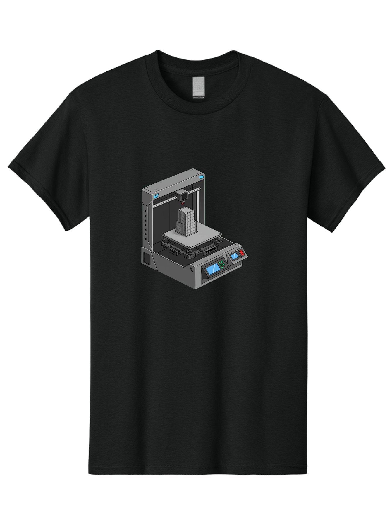 3D-Printer-36 Men'S Graphic Tee, 100% Cotton, Comfortable Casual Summer Wear, Machine Washable, 3D Printing Technology, Additive Manufacturing, Gray 3D Printer, Control Panel, Digital Display, Printing Process, Cube-Shaped Object, Baa031 10