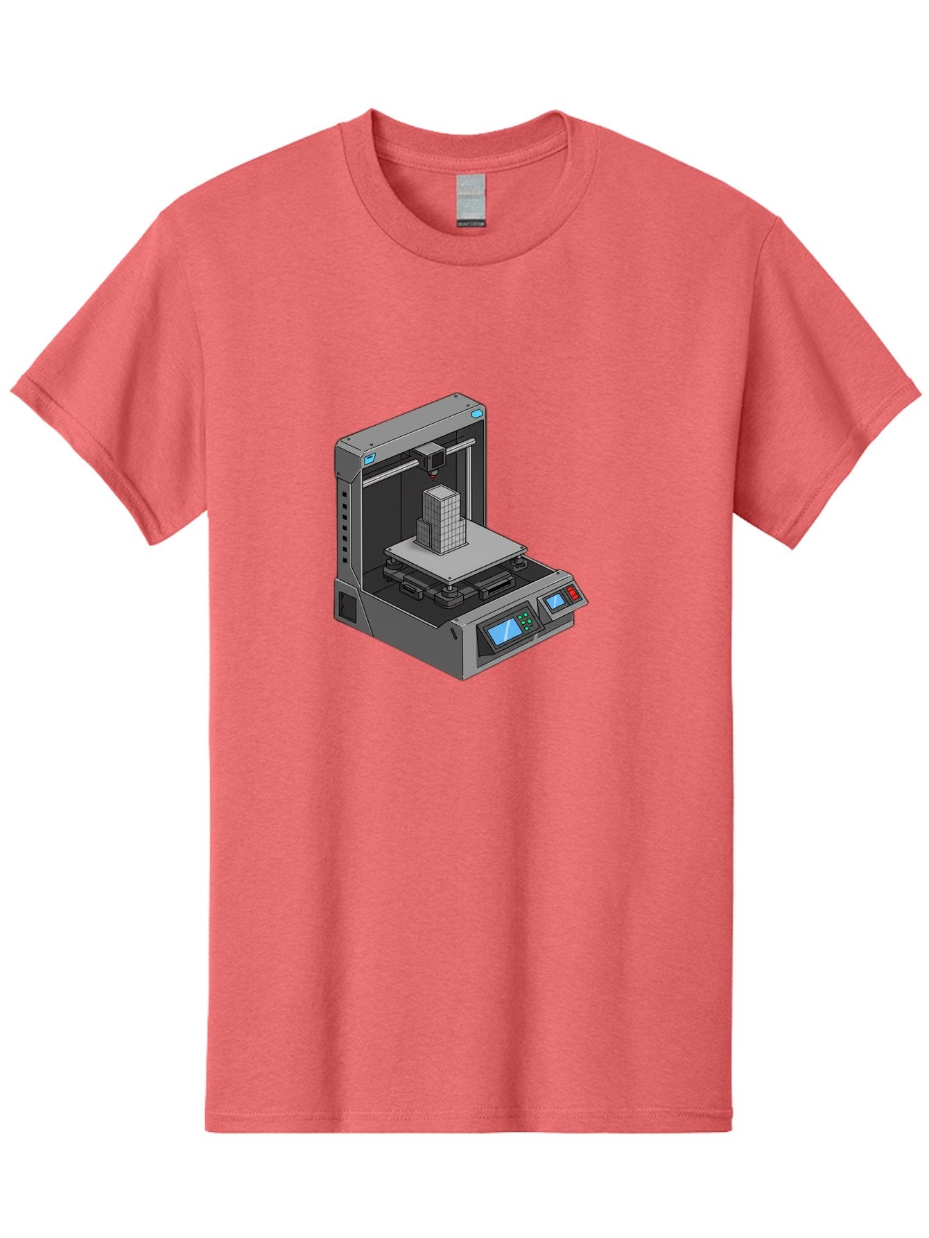 3D-Printer-36 Men'S Graphic Tee, 100% Cotton, Comfortable Casual Summer Wear, Machine Washable, 3D Printing Technology, Additive Manufacturing, Gray 3D Printer, Control Panel, Digital Display, Printing Process, Cube-Shaped Object, Baa031 14