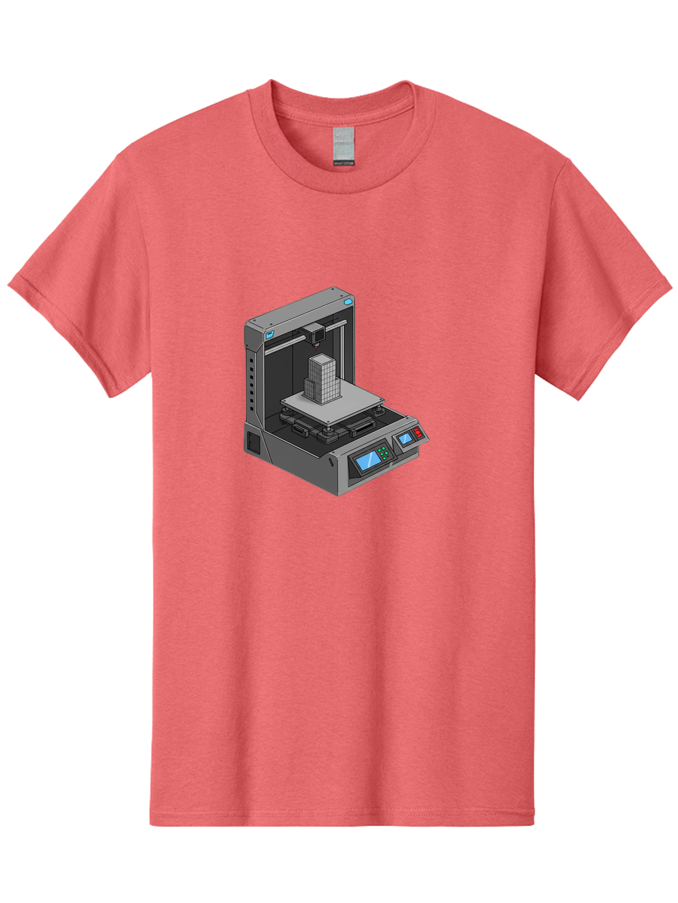 3D-Printer-36 Men'S Graphic Tee, 100% Cotton, Comfortable Casual Summer Wear, Machine Washable, 3D Printing Technology, Additive Manufacturing, Gray 3D Printer, Control Panel, Digital Display, Printing Process, Cube-Shaped Object, Baa031 3