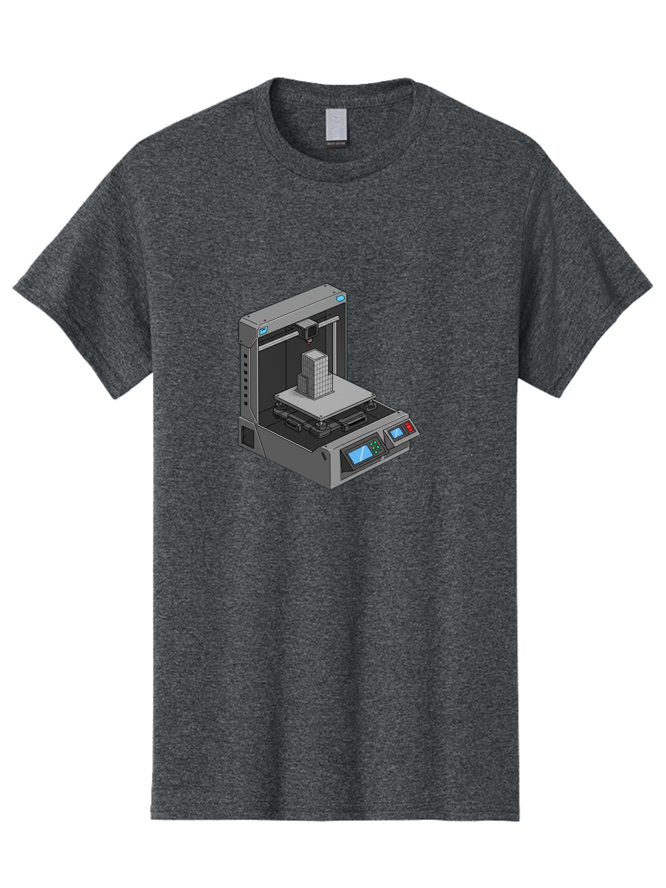 3D-Printer-36 Men'S Graphic Tee, 100% Cotton, Comfortable Casual Summer Wear, Machine Washable, 3D Printing Technology, Additive Manufacturing, Gray 3D Printer, Control Panel, Digital Display, Printing Process, Cube-Shaped Object, Baa031 5