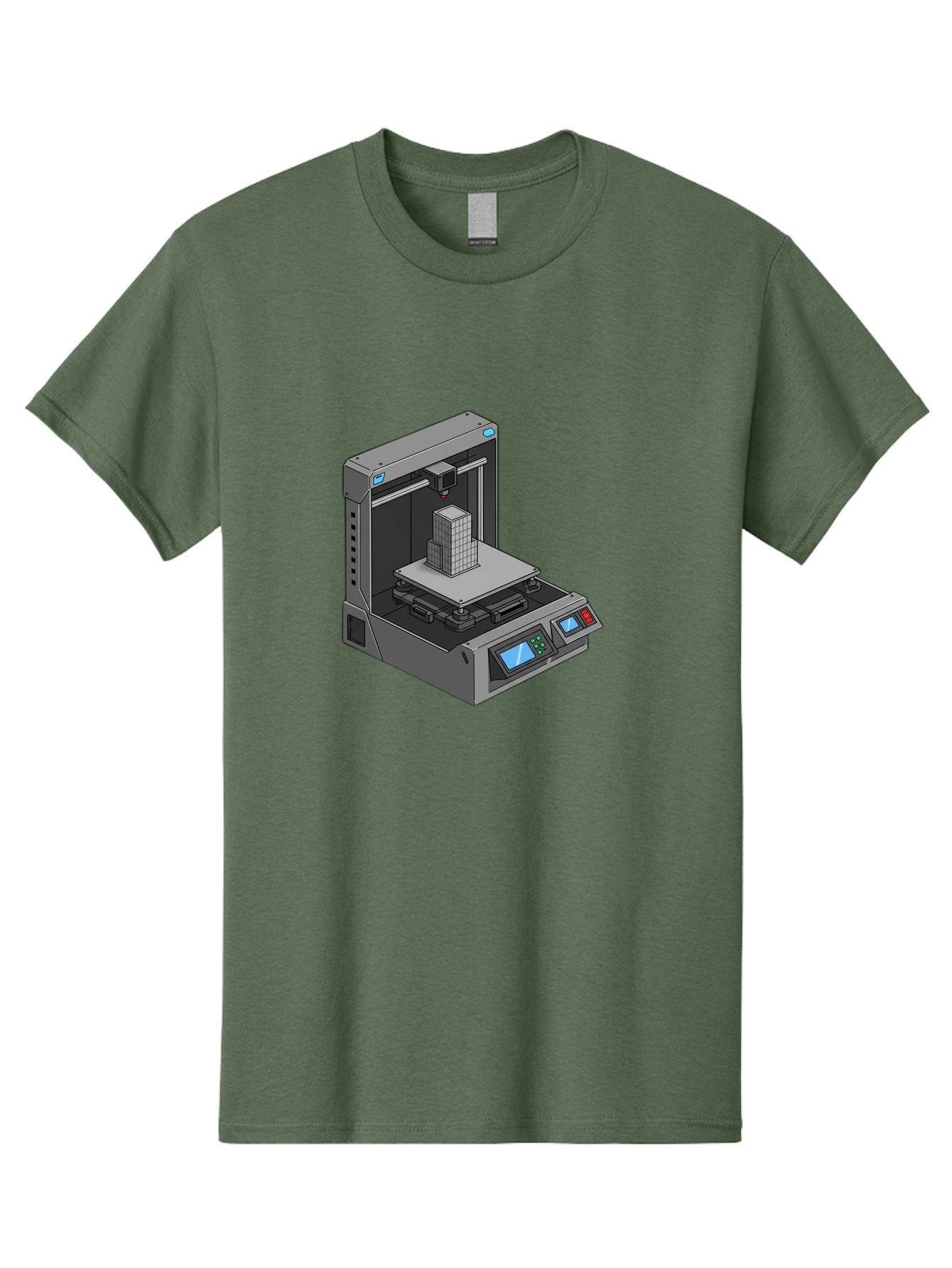 3D-Printer-36 Men'S Graphic Tee, 100% Cotton, Comfortable Casual Summer Wear, Machine Washable, 3D Printing Technology, Additive Manufacturing, Gray 3D Printer, Control Panel, Digital Display, Printing Process, Cube-Shaped Object, Baa031 6