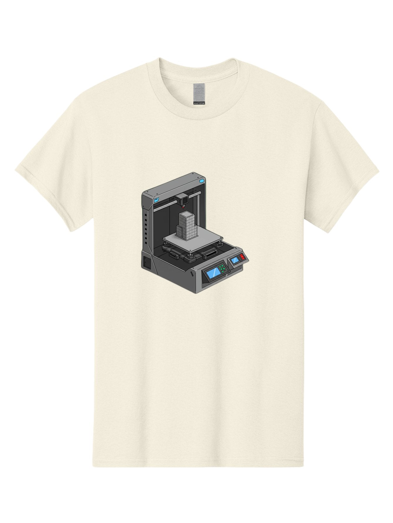 3D-Printer-36 Men'S Graphic Tee, 100% Cotton, Comfortable Casual Summer Wear, Machine Washable, 3D Printing Technology, Additive Manufacturing, Gray 3D Printer, Control Panel, Digital Display, Printing Process, Cube-Shaped Object, Baa031 13