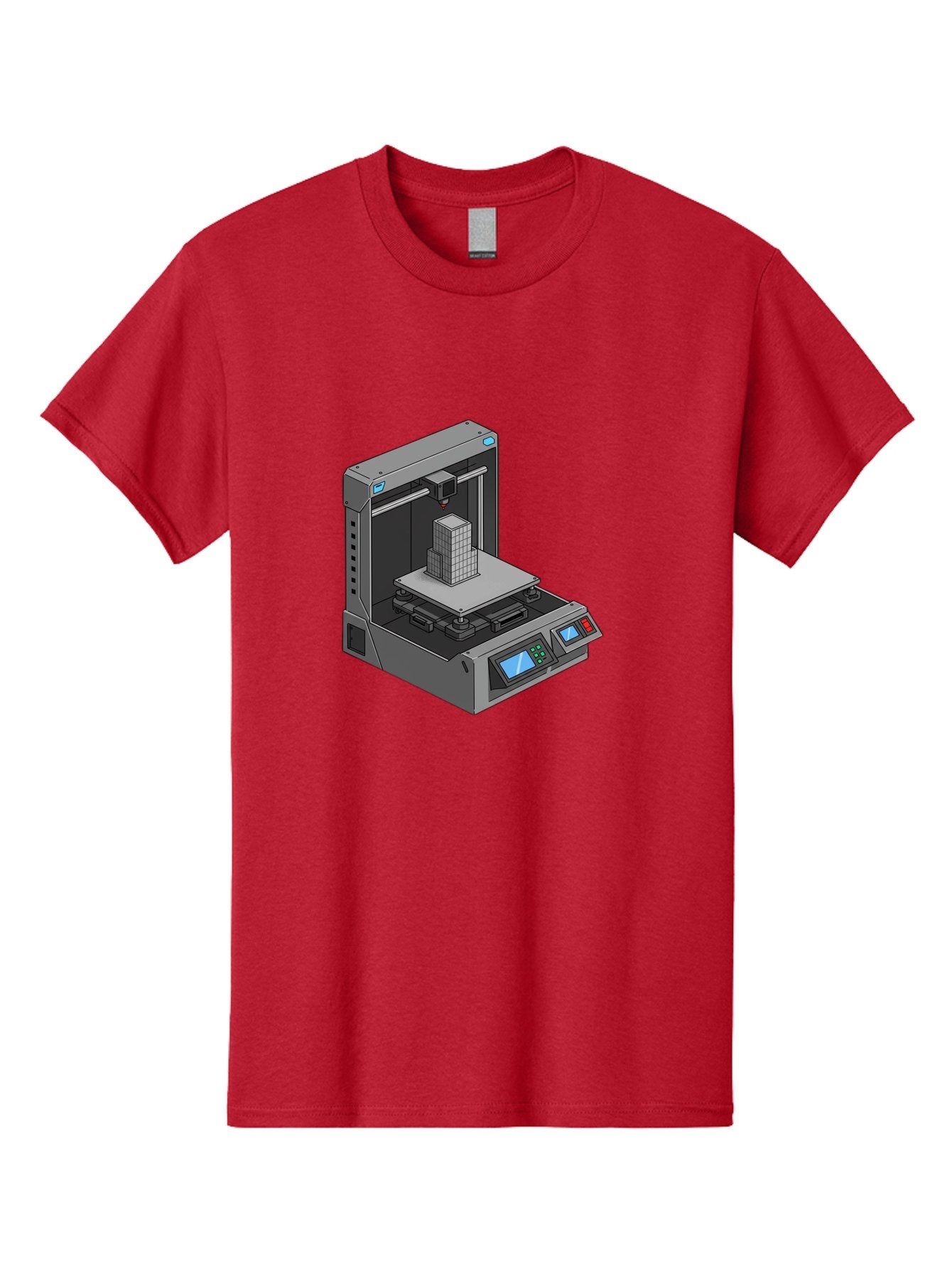 3D-Printer-36 Men'S Graphic Tee, 100% Cotton, Comfortable Casual Summer Wear, Machine Washable, 3D Printing Technology, Additive Manufacturing, Gray 3D Printer, Control Panel, Digital Display, Printing Process, Cube-Shaped Object, Baa031 12
