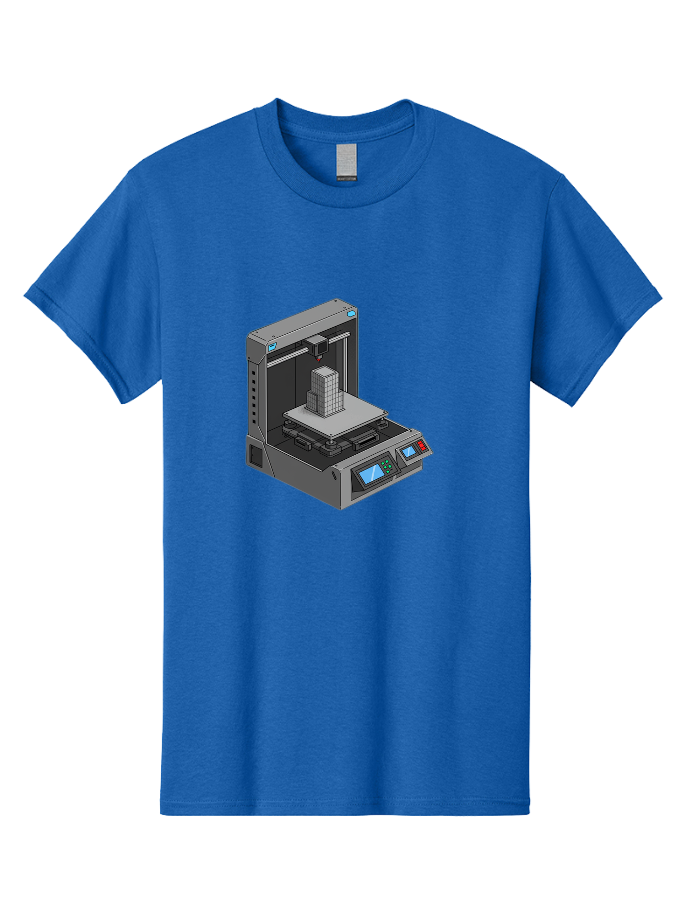 3D-Printer-36 Men'S Graphic Tee, 100% Cotton, Comfortable Casual Summer Wear, Machine Washable, 3D Printing Technology, Additive Manufacturing, Gray 3D Printer, Control Panel, Digital Display, Printing Process, Cube-Shaped Object, Baa031
