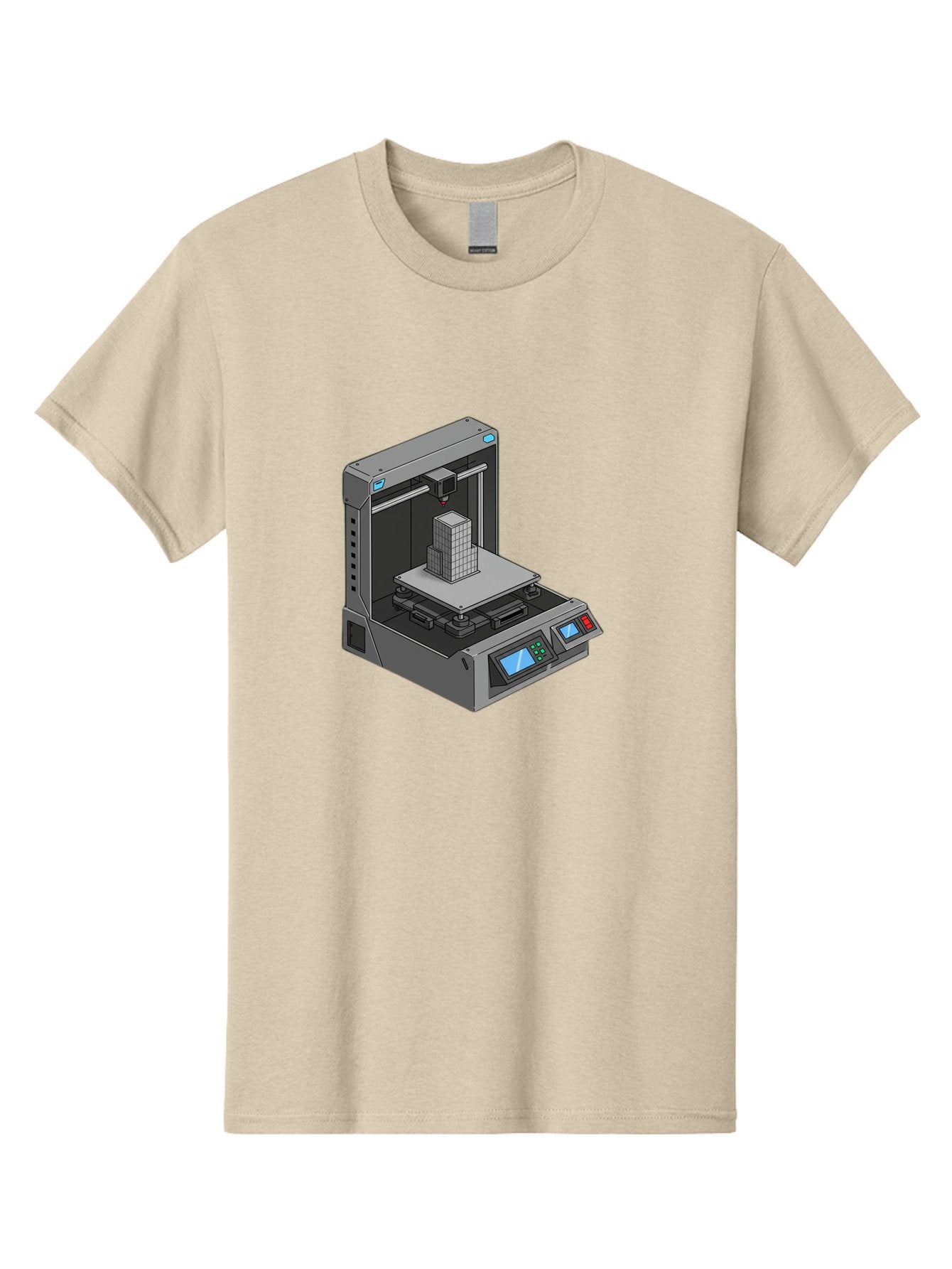 3D-Printer-36 Men'S Graphic Tee, 100% Cotton, Comfortable Casual Summer Wear, Machine Washable, 3D Printing Technology, Additive Manufacturing, Gray 3D Printer, Control Panel, Digital Display, Printing Process, Cube-Shaped Object, Baa031 9