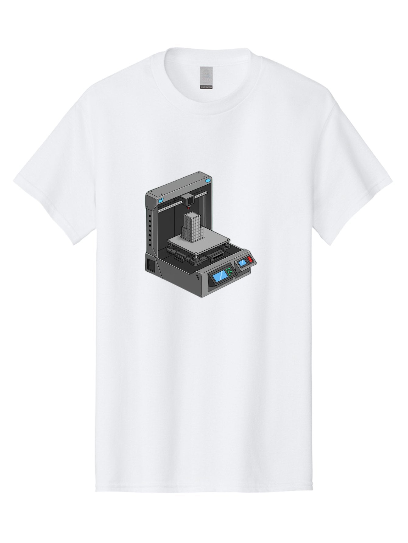 3D-Printer-36 Men'S Graphic Tee, 100% Cotton, Comfortable Casual Summer Wear, Machine Washable, 3D Printing Technology, Additive Manufacturing, Gray 3D Printer, Control Panel, Digital Display, Printing Process, Cube-Shaped Object, Baa031 8