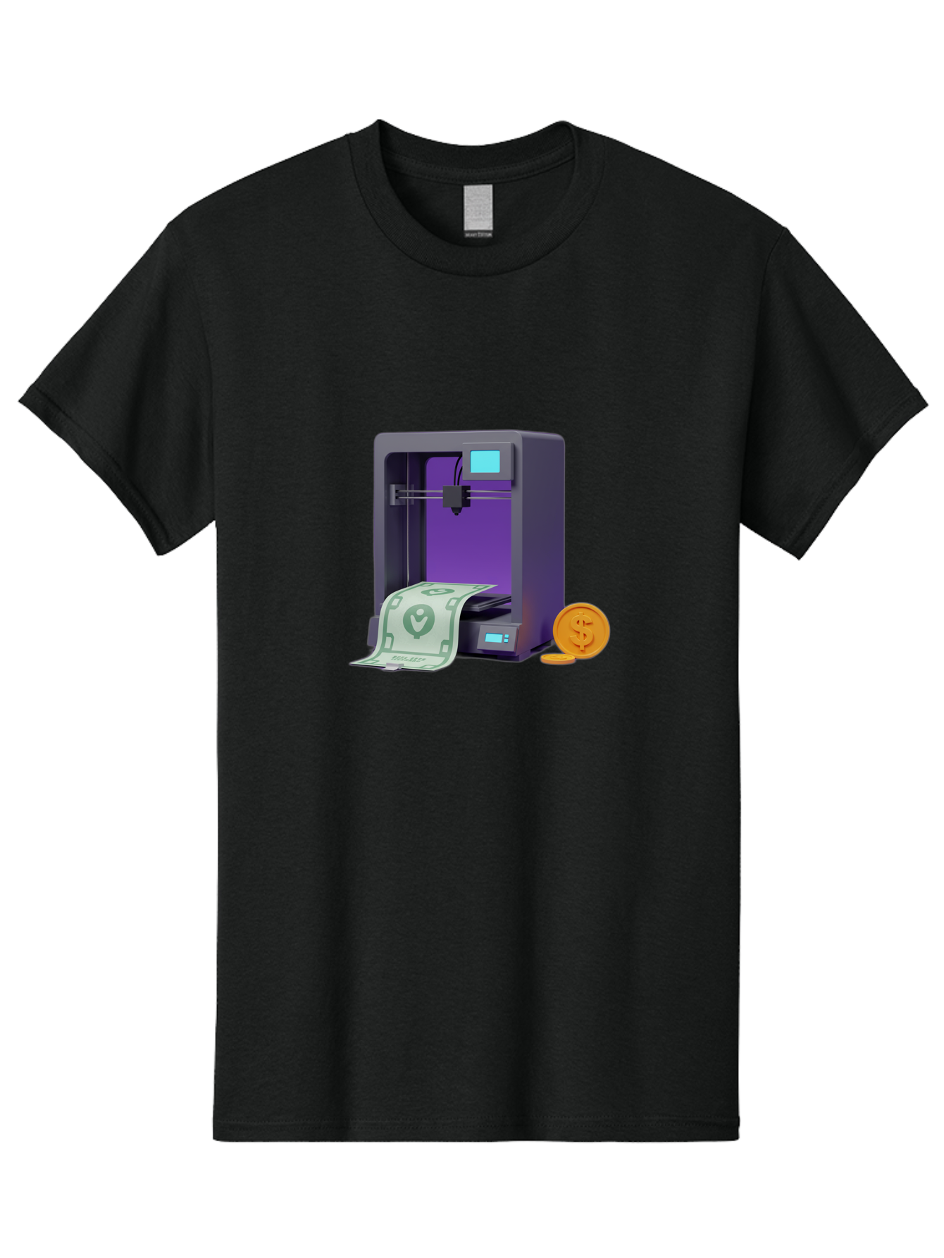 3D-Printer-37 Men'S Graphic Tee, 100% Cotton, Comfortable Casual Summer Wear, Machine Washable, 3D Printing Technology, Money Printing, Dollar Bill, Coins, Financial Gain, Innovative Machinery, Futuristic Design, Cash Generation Baa032 9