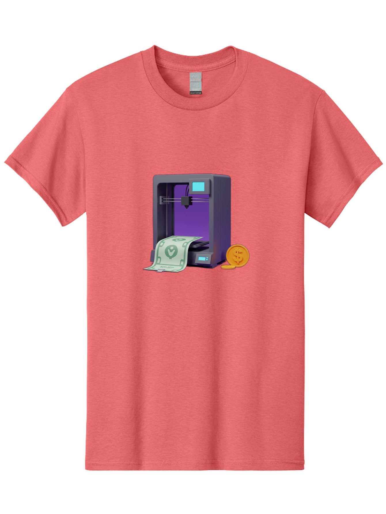3D-Printer-37 Men'S Graphic Tee, 100% Cotton, Comfortable Casual Summer Wear, Machine Washable, 3D Printing Technology, Money Printing, Dollar Bill, Coins, Financial Gain, Innovative Machinery, Futuristic Design, Cash Generation Baa032 10