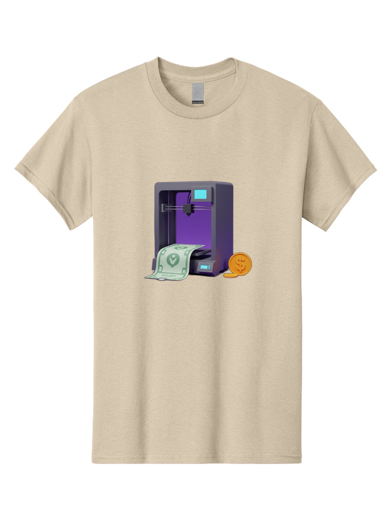 3D-Printer-37 Men'S Graphic Tee, 100% Cotton, Comfortable Casual Summer Wear, Machine Washable, 3D Printing Technology, Money Printing, Dollar Bill, Coins, Financial Gain, Innovative Machinery, Futuristic Design, Cash Generation Baa032 15