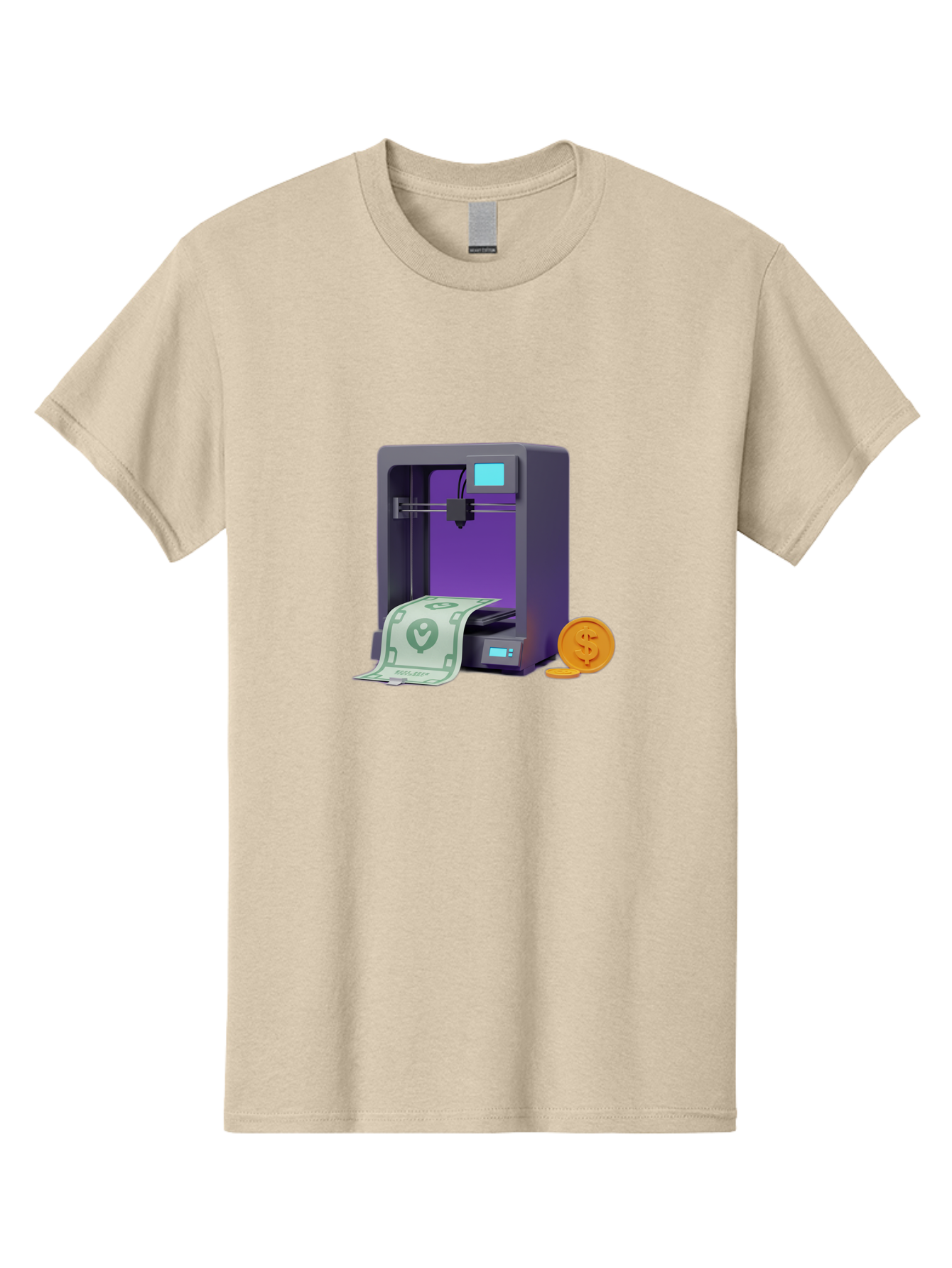 3D-Printer-37 Men'S Graphic Tee, 100% Cotton, Comfortable Casual Summer Wear, Machine Washable, 3D Printing Technology, Money Printing, Dollar Bill, Coins, Financial Gain, Innovative Machinery, Futuristic Design, Cash Generation Baa032