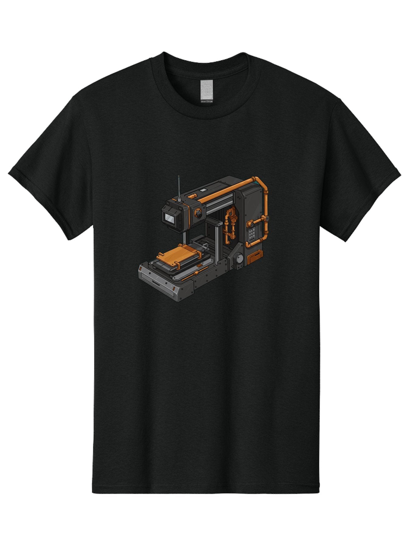 3D-Printer-38 Men'S Graphic Tee, 100% Cotton, Comfortable Casual Summer Wear, Machine Washable, Industrial 3D Printing Technology, Futuristic Manufacturing, Copper Piping, Black Metal Machinery, High-Precision Engineering, Innovative Design, Baa033 8