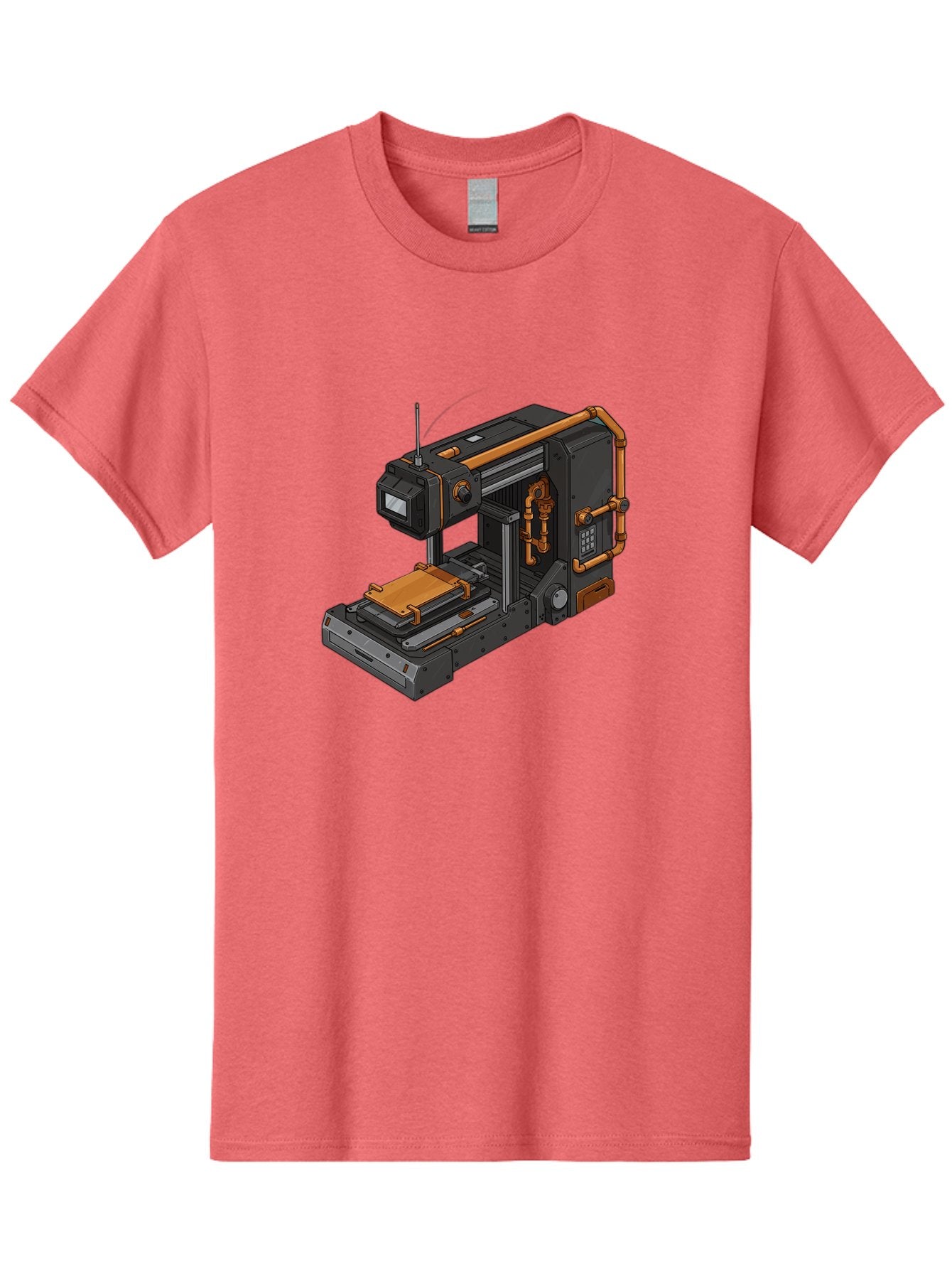 3D-Printer-38 Men'S Graphic Tee, 100% Cotton, Comfortable Casual Summer Wear, Machine Washable, Industrial 3D Printing Technology, Futuristic Manufacturing, Copper Piping, Black Metal Machinery, High-Precision Engineering, Innovative Design, Baa033 15