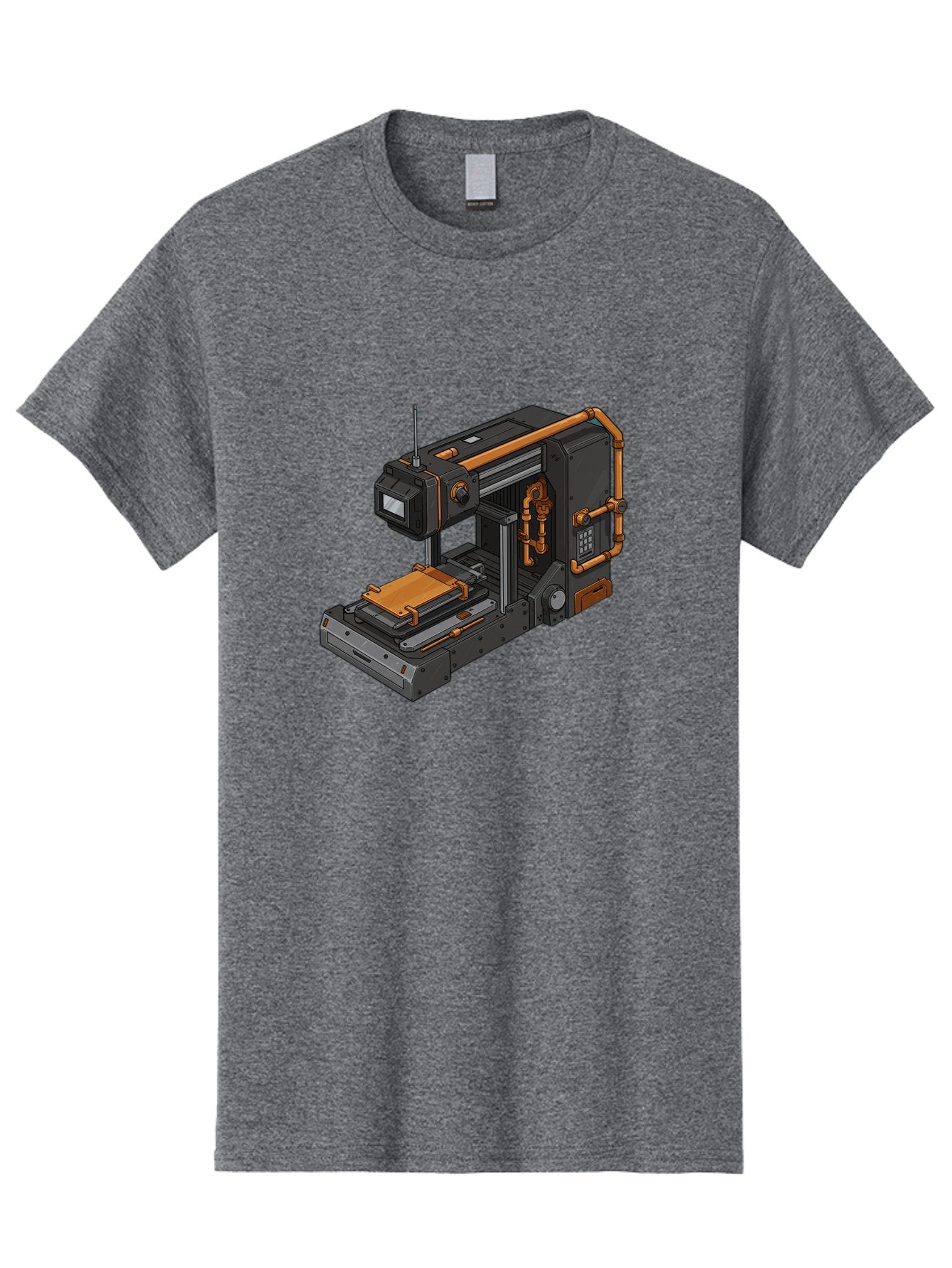 3D-Printer-38 Men'S Graphic Tee, 100% Cotton, Comfortable Casual Summer Wear, Machine Washable, Industrial 3D Printing Technology, Futuristic Manufacturing, Copper Piping, Black Metal Machinery, High-Precision Engineering, Innovative Design, Baa033