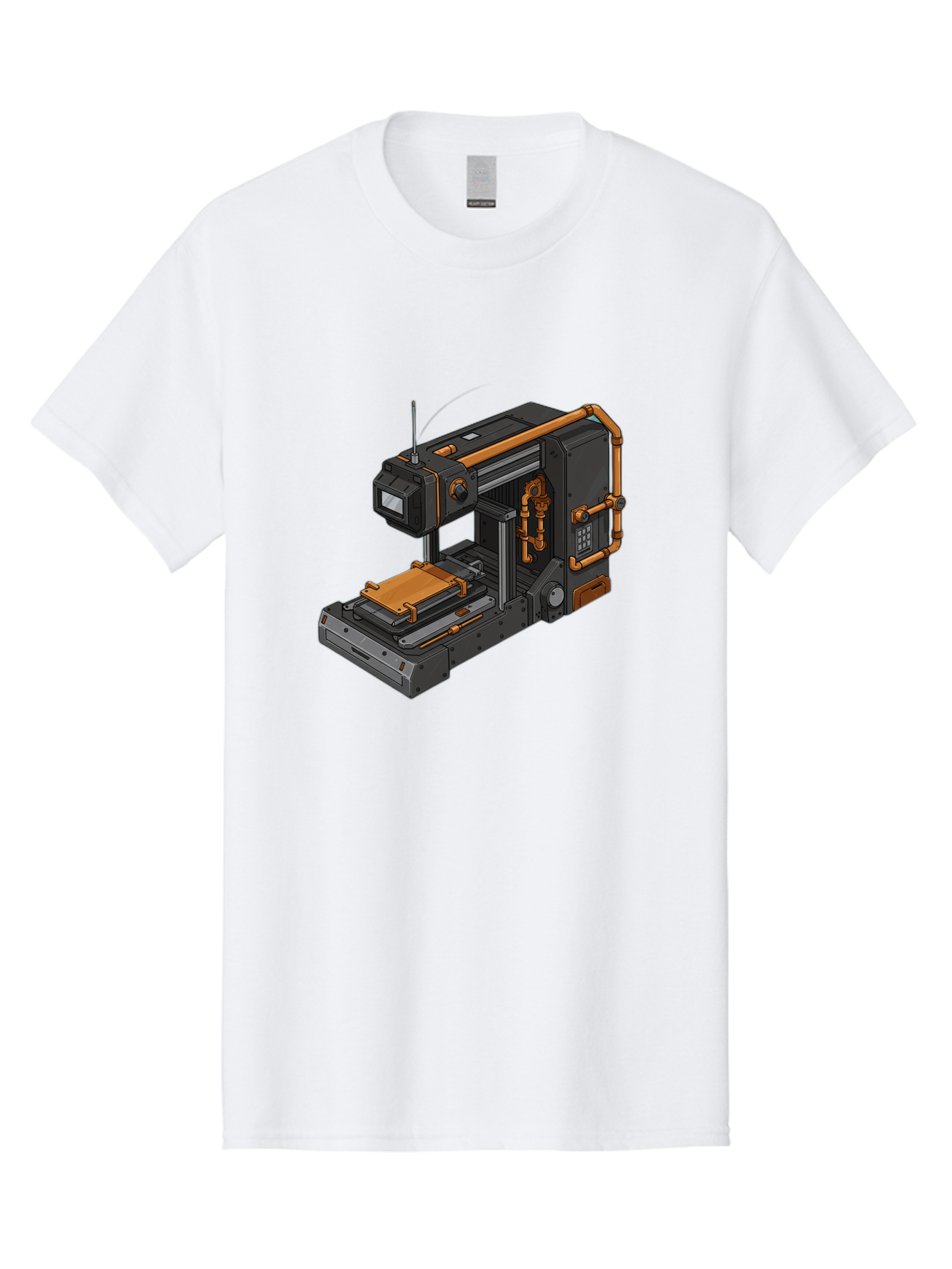 3D-Printer-38 Men'S Graphic Tee, 100% Cotton, Comfortable Casual Summer Wear, Machine Washable, Industrial 3D Printing Technology, Futuristic Manufacturing, Copper Piping, Black Metal Machinery, High-Precision Engineering, Innovative Design, Baa033 5