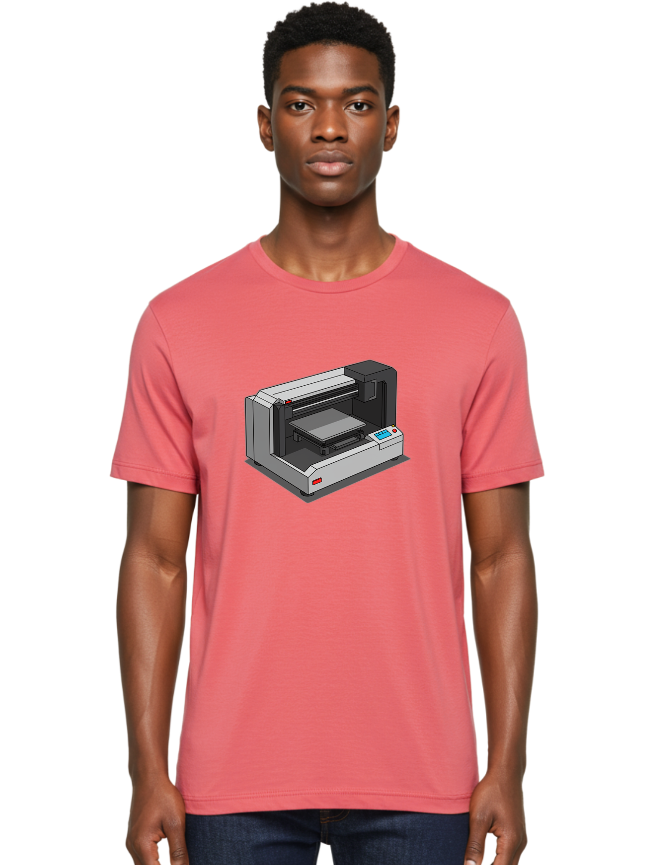 3D-Printer-39 Men'S Graphic Tee, 100% Cotton, Comfortable Casual Summer Wear, Machine Washable, 3D Printing Technology, Digital Fabrication, Additive Manufacturing, Rapid Prototyping, Industrial Design, Futuristic Machinery, Control Panel, Baa034 6