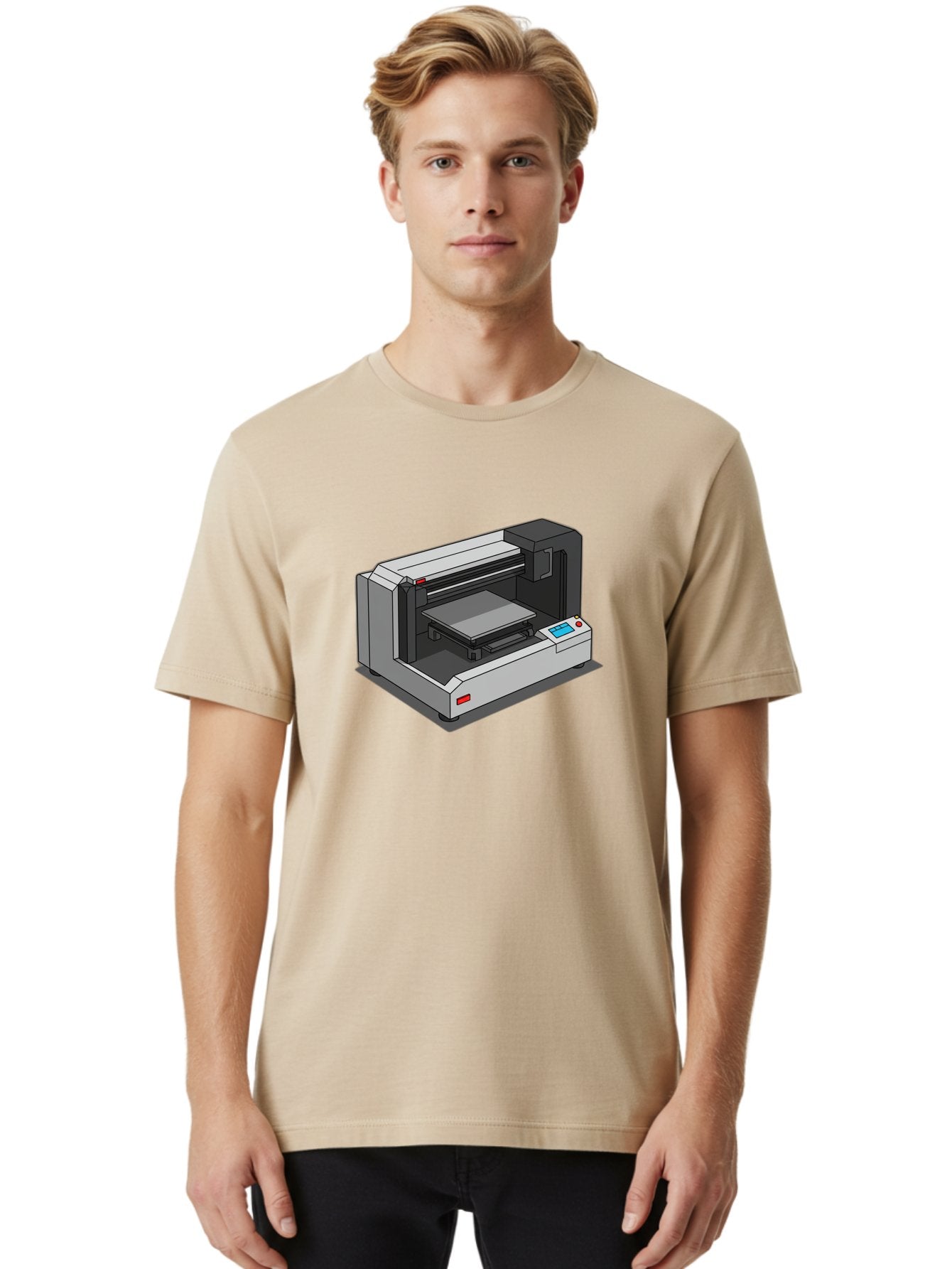 3D-Printer-39 Men'S Graphic Tee, 100% Cotton, Comfortable Casual Summer Wear, Machine Washable, 3D Printing Technology, Digital Fabrication, Additive Manufacturing, Rapid Prototyping, Industrial Design, Futuristic Machinery, Control Panel, Baa034 25